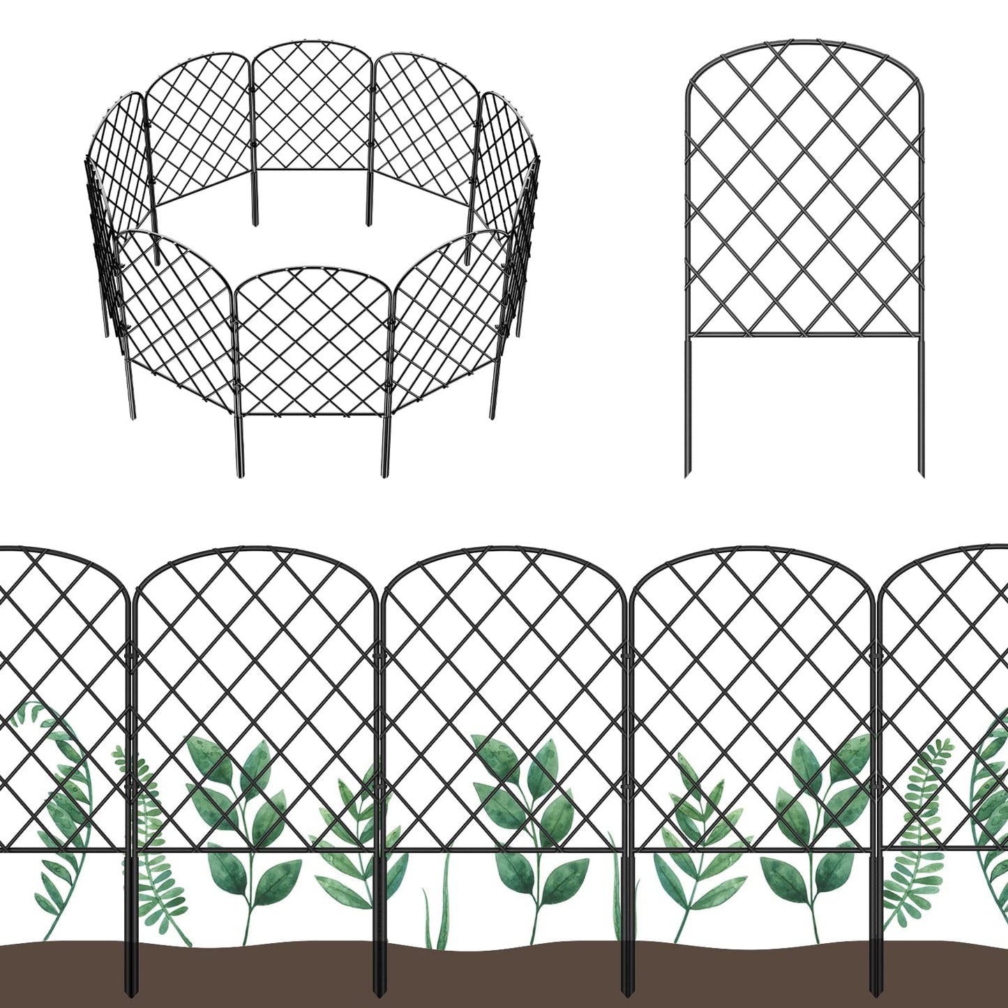 OUSHENG 25 Pack Decorative Garden Fence, Total 27ft(L) x 24in(H) Animal Barrier Border, Rustproof Metal Wire Section Edging Fencing Panel for Outdoor Patio Garden Yard, Arched