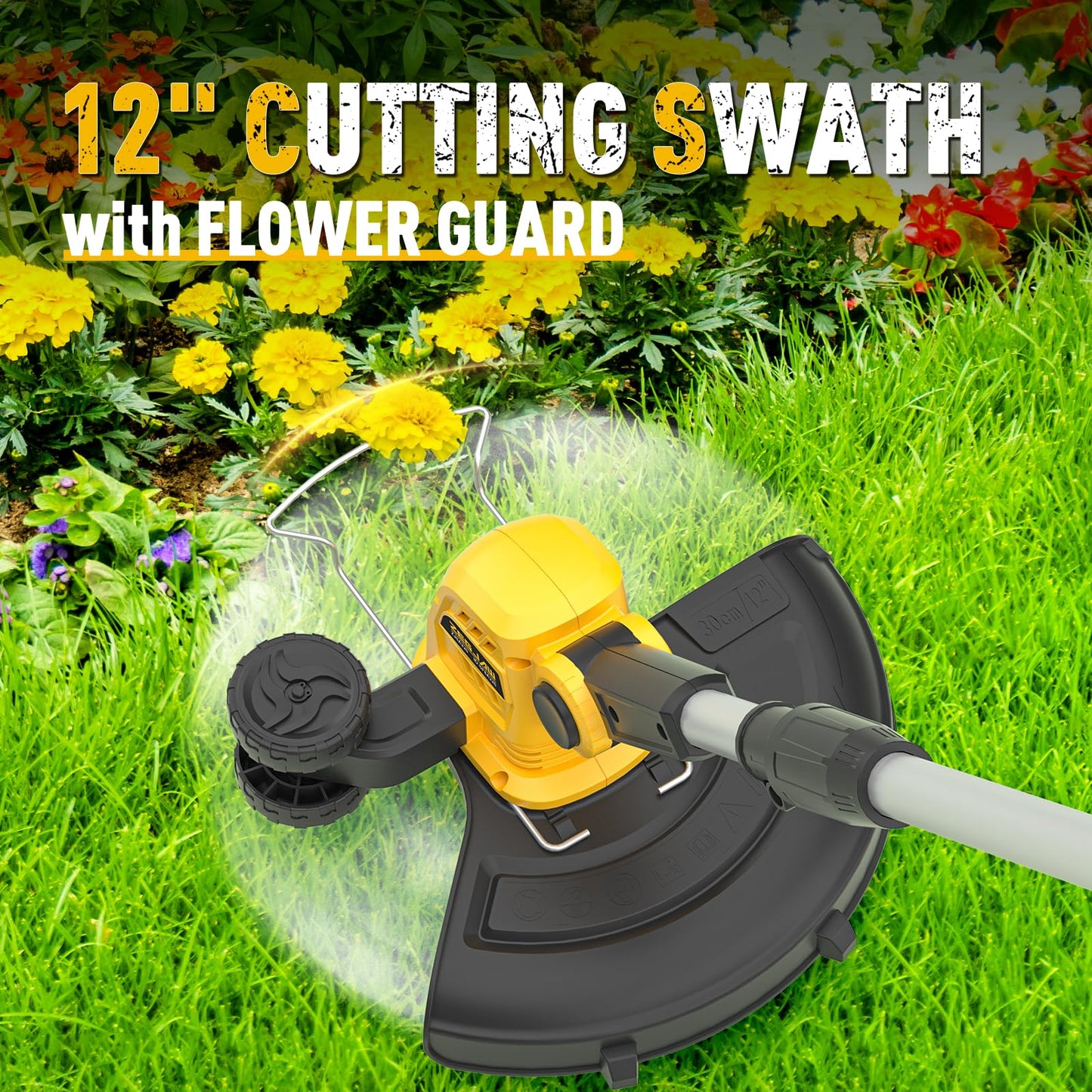 ZEGJAW 12 Inch 20V Cordless String Trimmer and Edger, 2-in-1 Weed Wacker Lawn Edger with 2x2.0Ah Battery and Charger, Battery Powered Grass Cutter with Auto Line Feed and 8pcs Line for Yard, Garden