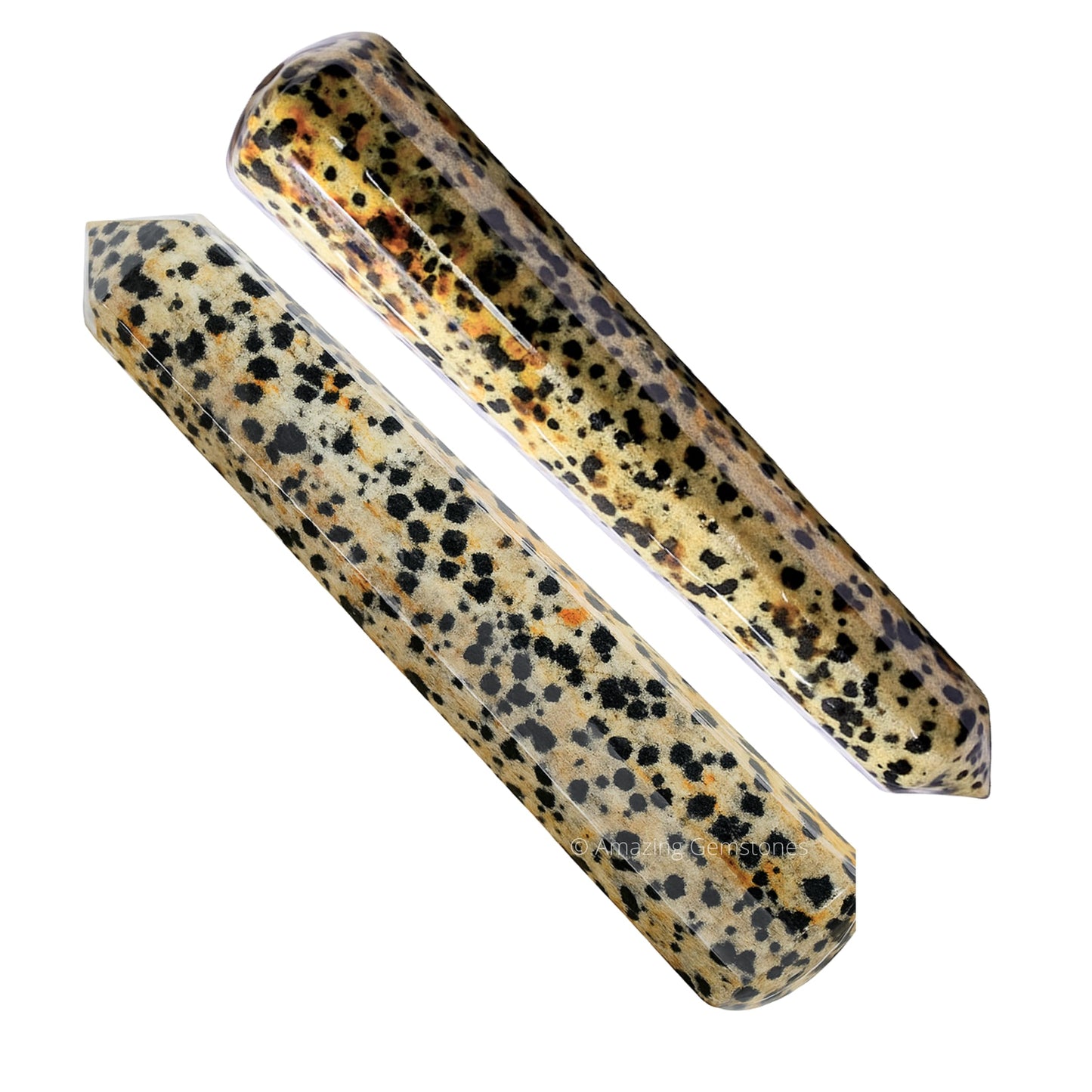 Amazing Gemstone Dalmatian Jasper Crystal Wand Massage Stick - Pelvic Wand Gua Sha for Adults - Crystals and Healing Stones Massage Wands for Adults Gifts (Pointed)