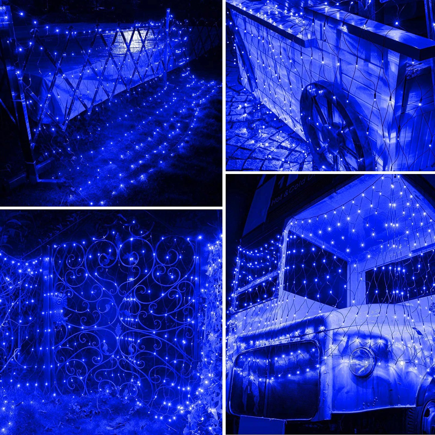 iBaycon 4ft x 6ft Christmas Net Mesh lights, 8 Modes Timer Connectable Waterproof Christmas Lights for Trees, Bushes, Wedding, Garden, Outdoor Decorations (Blue, 1PACK)