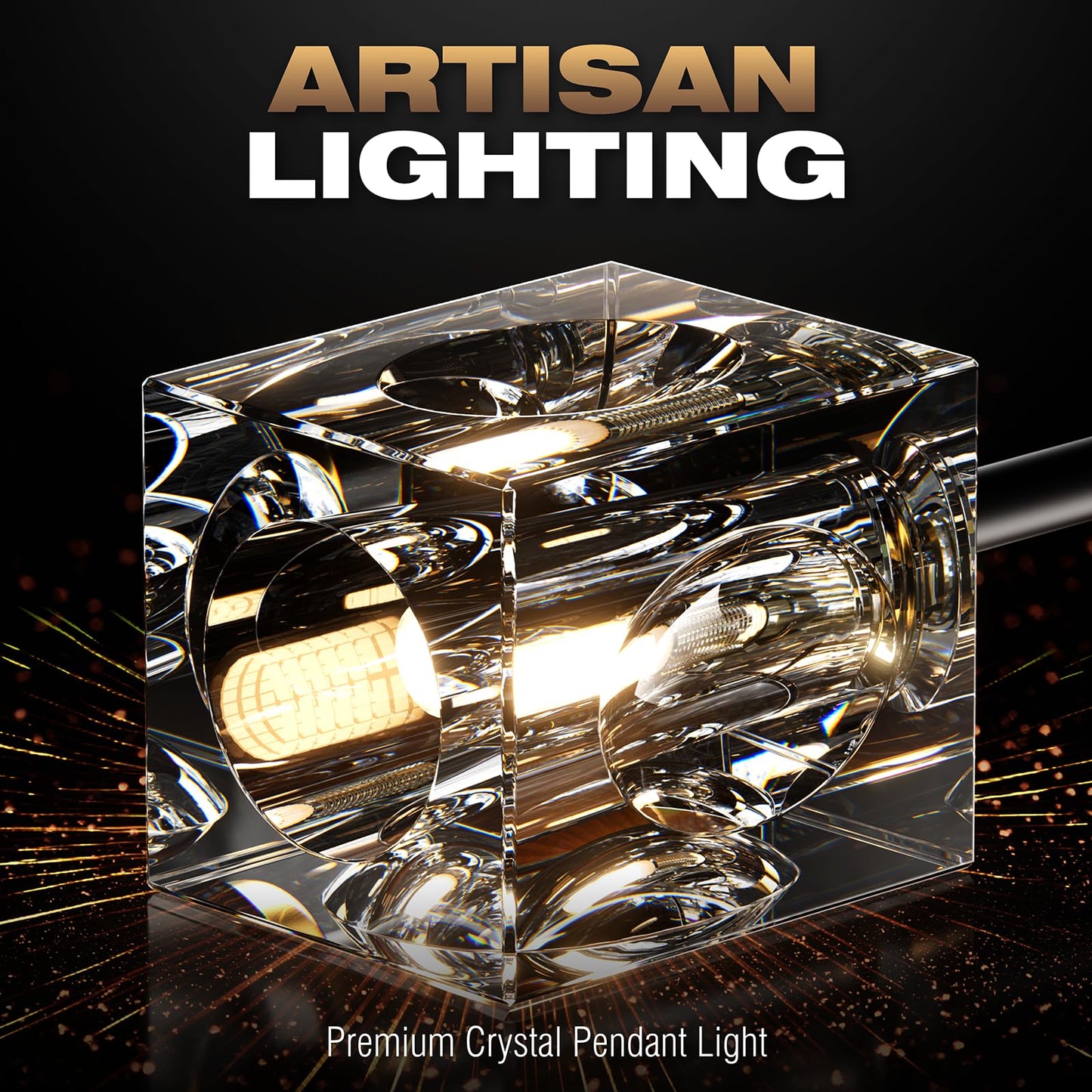 Semi Flush Mount Ceiling Light Fixture,6-Light Modern Crystal Chandeliers,Black and Gold Farmhouse Lighting Fixtures for Dining Room Living Room Kitchen Bedroom Entryway