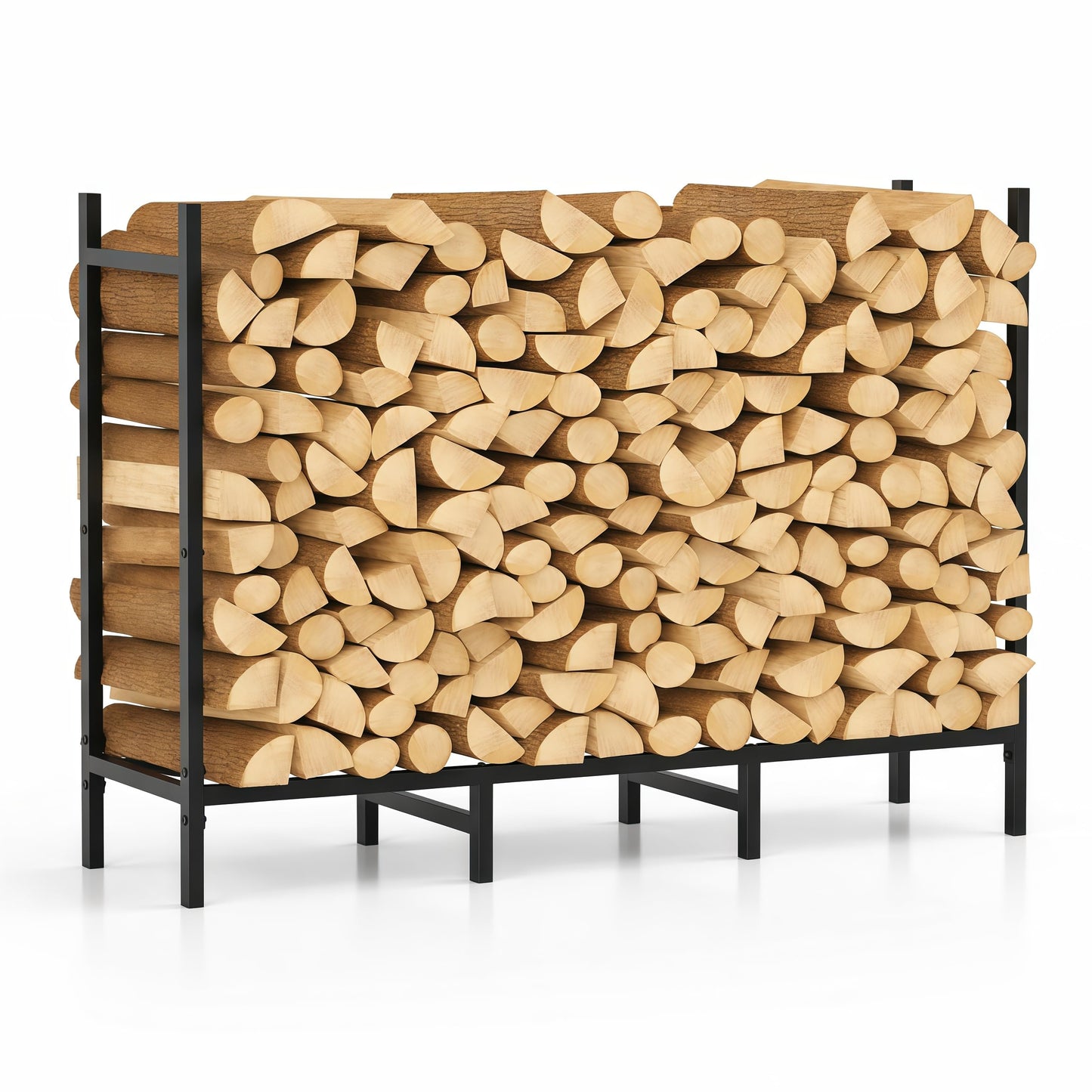 CADUKE Firewood Rack Outdoor, Adjustable 4FT to 2.64FT Heavy Duty Wood Racks for Firewood, Metal Log Rack Wood Storage for Indoor Fireplace Patio, Black