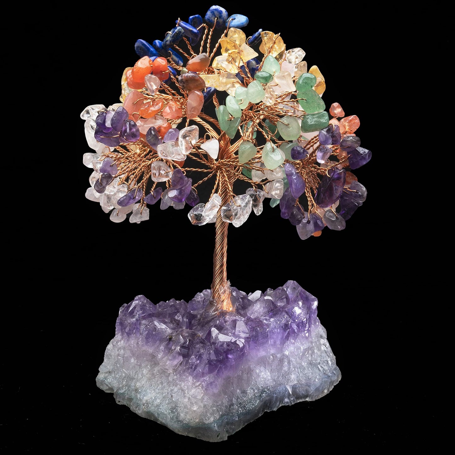 Crocon® 7 Chakra Crystals Birthday Gifts for Women with Amethyst Cluster Base, Meditation, Office Desk Decor, Healing Crystals Tree, Gifts for Mom & Sisters | Grandma Present Spiritual Decor