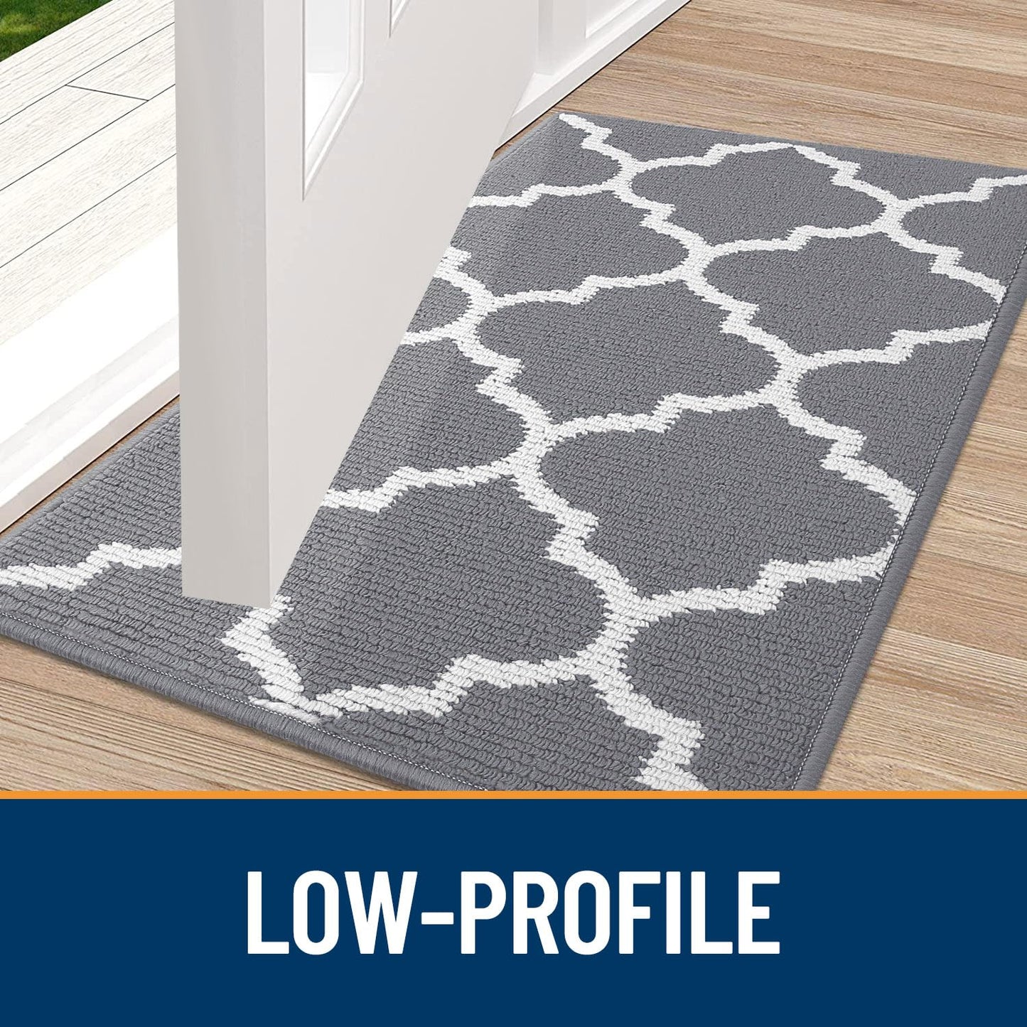 OLANLY Indoor Door Mat, 32x20, Non-Slip Absorbent Resist Dirt Entrance Mat, Washable Low-Profile Inside Floor Doormats for Entryway, Grey