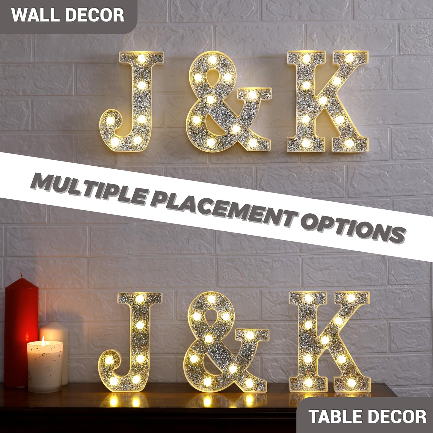 TEHIBIEN Marquee Light Up Letters, Glitter Silver LED Letter Lights Battery Powered Alphabet Letter Sign for Night Light Wedding Birthday Party Cafe Bar Decoration Girls Room Decor - R