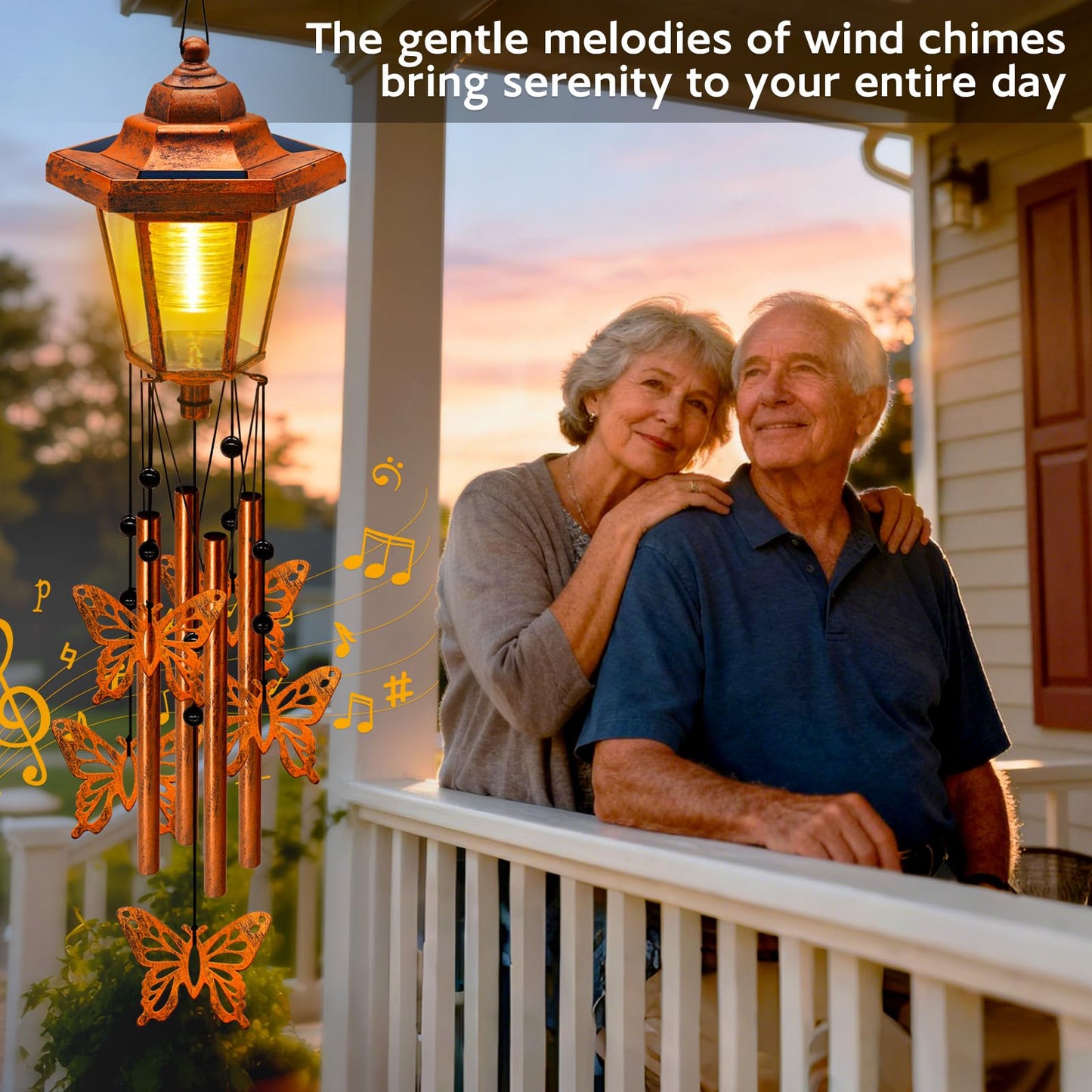 Large Solar Butterfly Wind Chimes, Gift for Women Mom Grandma Wife Sister Daughter Neighbor, Classic Bronze Wind Chimes With Wind Catcher, Solar Decor Lights For Outdoor Garden Patio Yard Porch Window