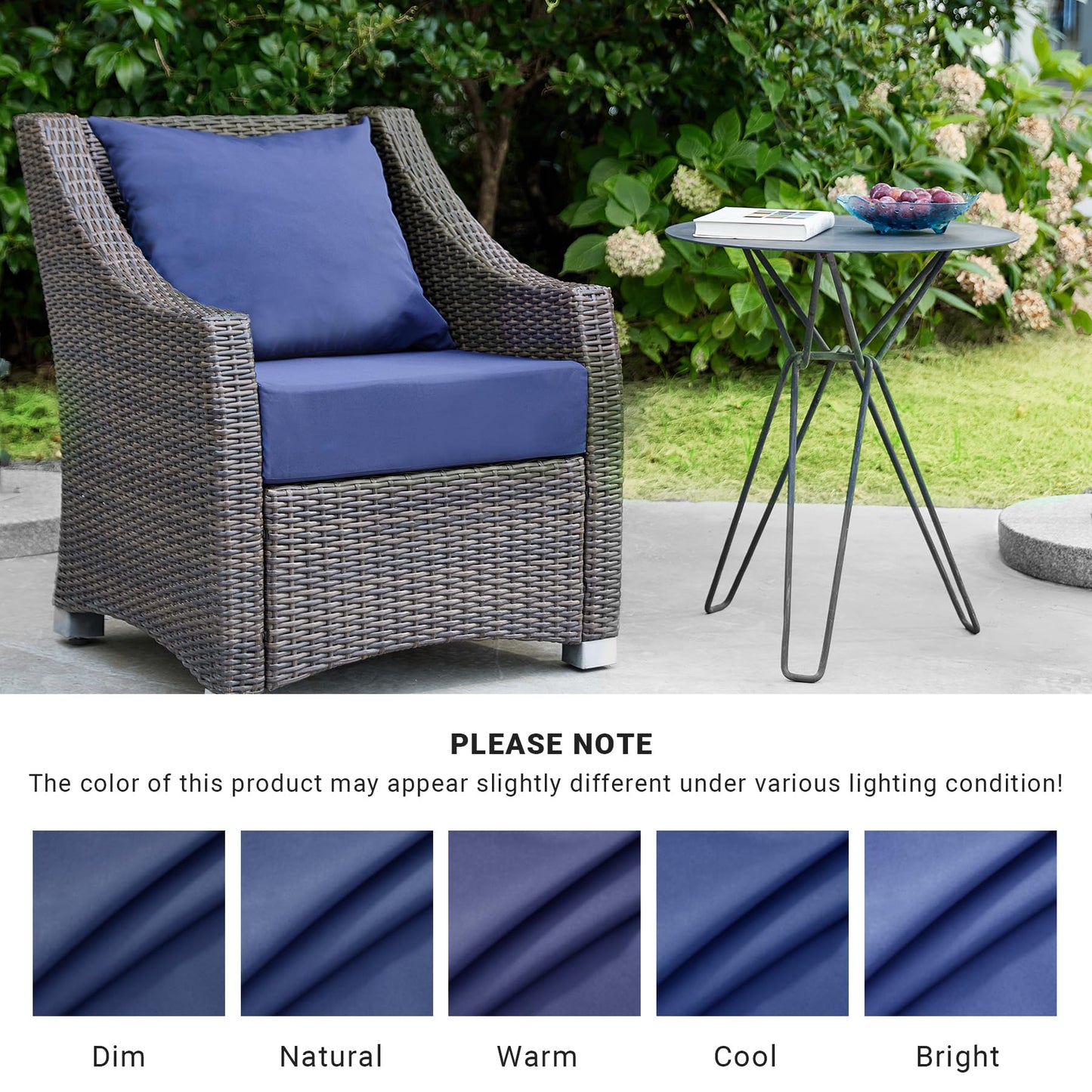 IPYNBAP Outdoor Cushions for Patio Furniture,Outdoor Seat Cushion Set 24 x 24 x 5.75 Inch,Waterproof & Fade Resistant Outdoor Chair Cushions,Deep Patio Chair Cushion with Removable Cover,Navy Blue