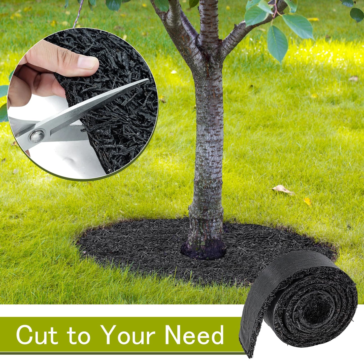 Heelos Rubber Mulch for Landscaping,2 Rolls 120×4.5inch Black Rubber Mulch Mat Pathway Solution Recycled, Natural-Looking Permanent Garden Barrier Edging Border for Plants, Vegetables, and Flowers