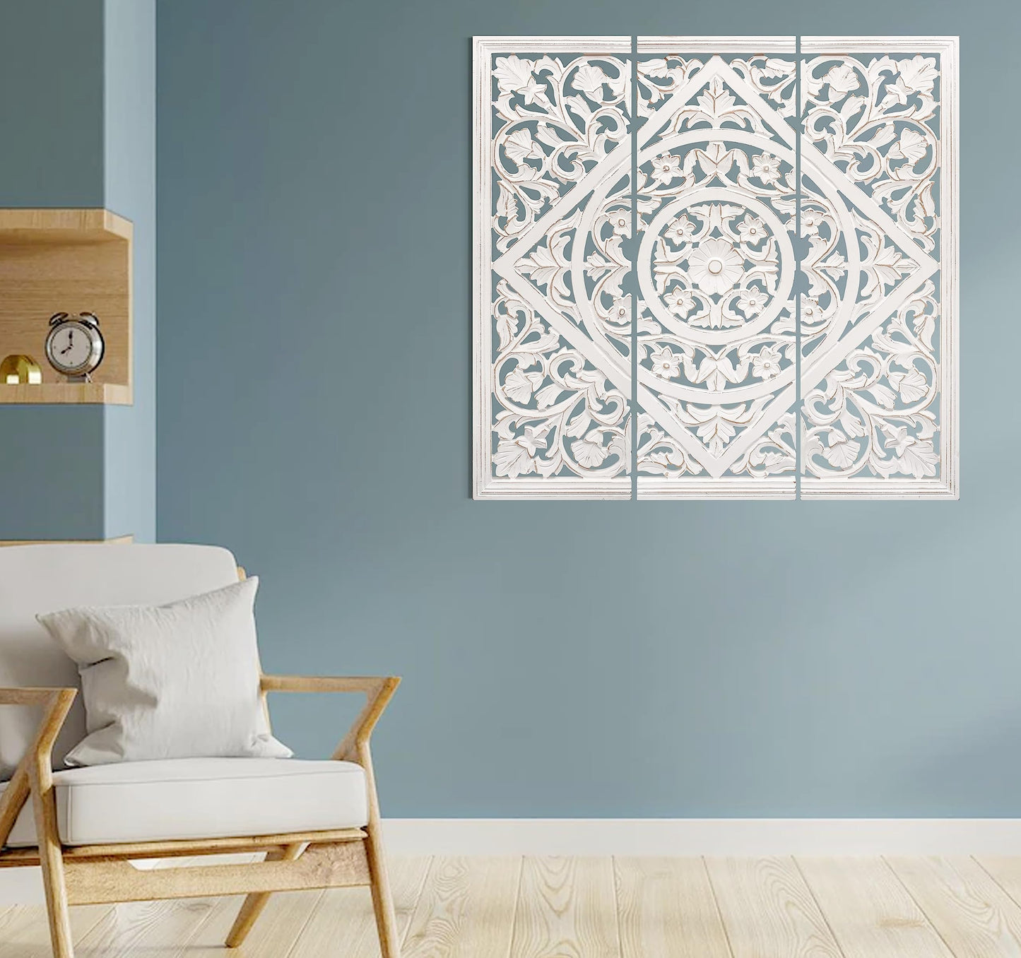 James Symfony Decorative Wall Panels - Living Room Wall Art Decor, Bedroom Decor, Christmas Wall Decor, Set of 3 - 36x12 Inch White