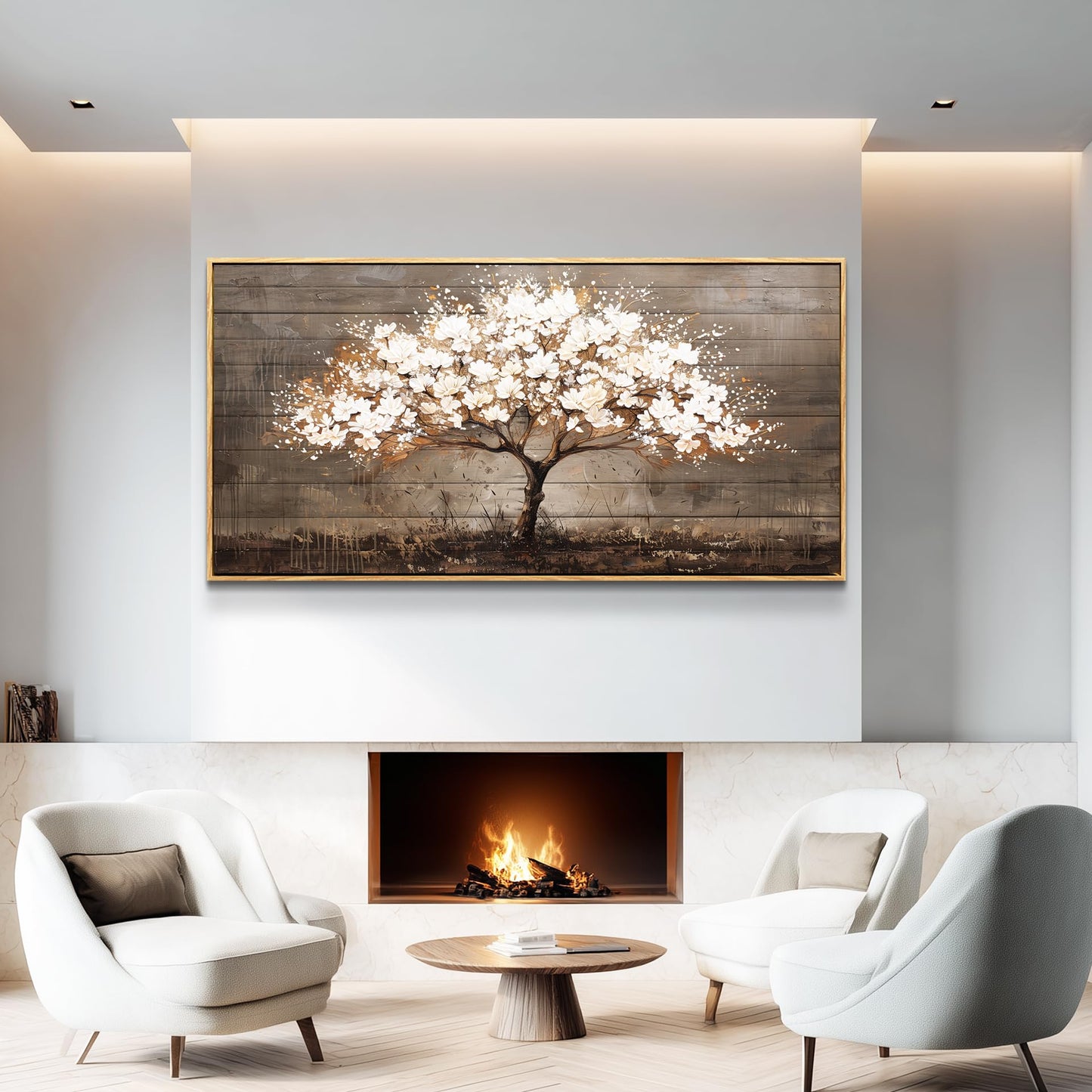 Wapluam Tree Of Life Wall Art,Neutral Abstract Canvas Painting Art Prints,Framed Wall Art,Wall Decor For Living Room,Nature Plant Modern Pictures For Bedroom Bathroom Dining Room Office Artwork 20x40