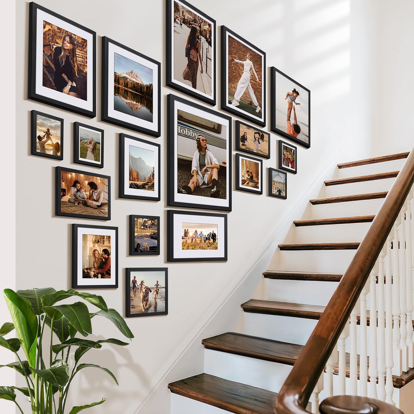 HappyHapi 4x6 Picture Frames Set of 10, Tabletop or Wall Display Pictures 3.5x5 with Mat or 4x6 Without, Multi Photo Frames Collage (Black)