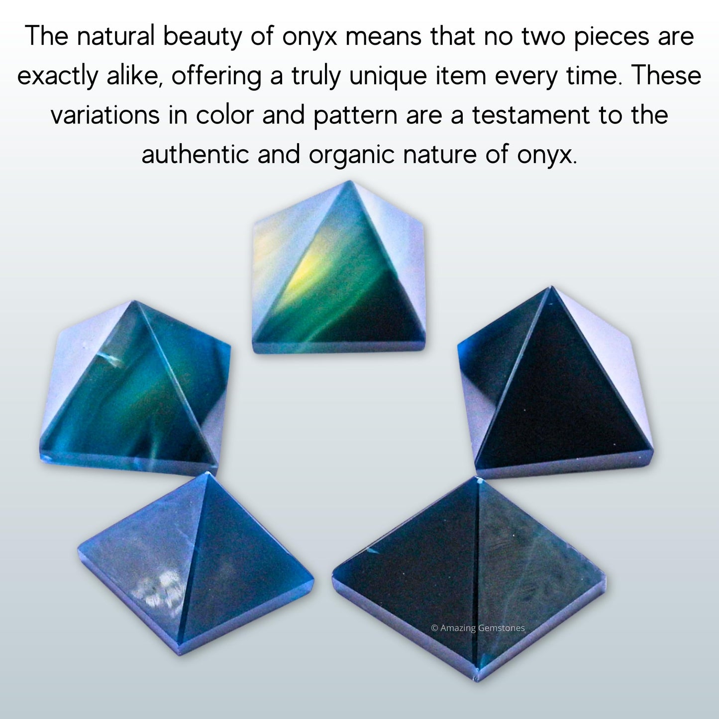 Amazing Gemstone Blue Onyx Pyramid Crystal Healing Stones - 1" Great Pyramid Figurine of Natural Stone Pyramid for Meditation, Reiki, Chakra Balancing and Crystal Pyramids Grid