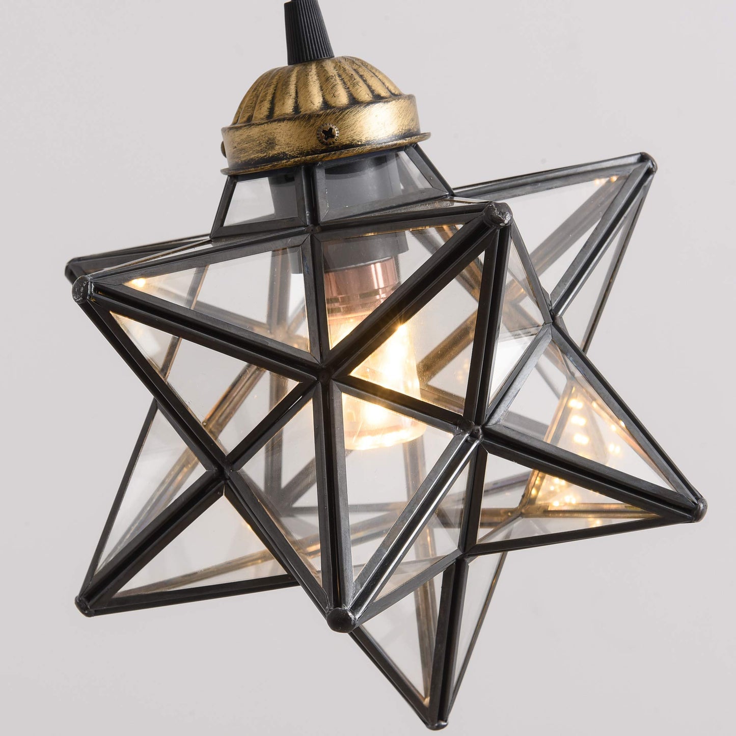 HAIXIANG Glass Glam Chandelier Star Pendants Light Fixture Modern Elegant Ceiling Hanging Lights Included LED Warm Light Bulbs Oiled Bronze