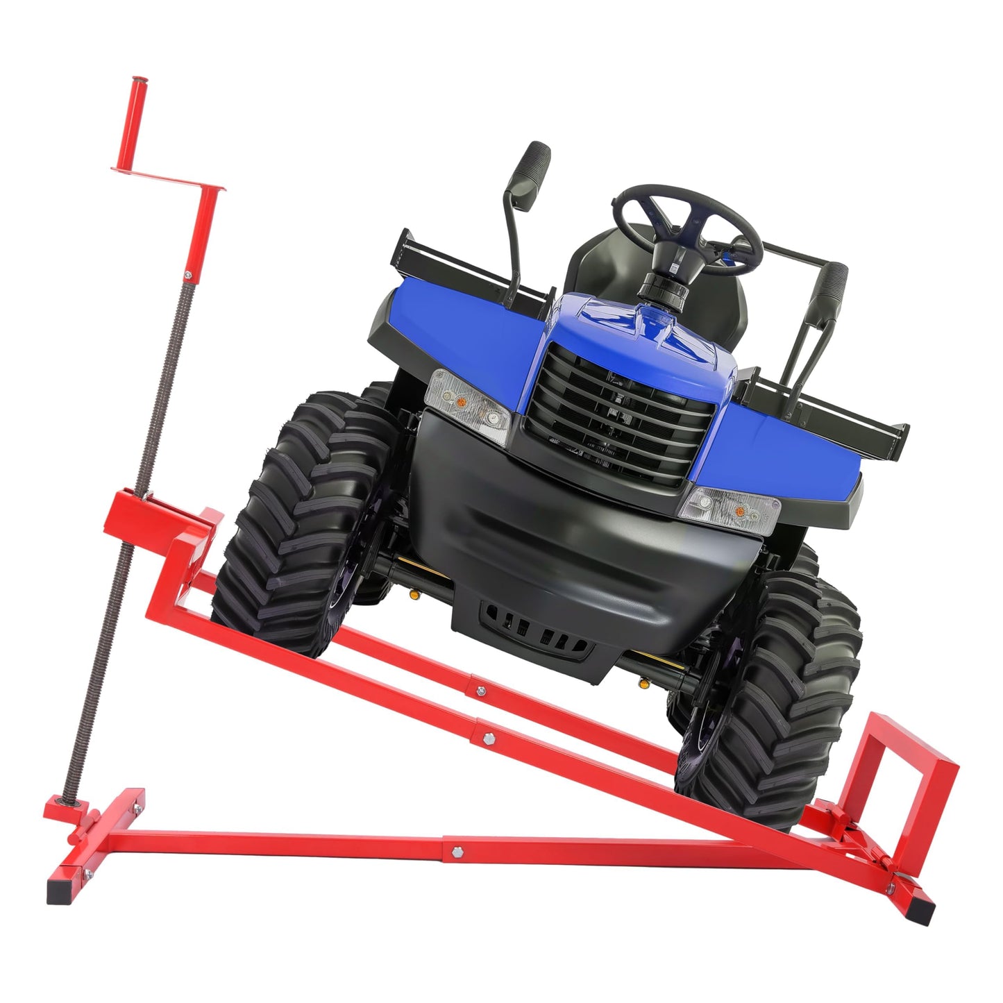 HECASA Lawn Mower Lift Jack 882lbs Universal Fit for Ride on Lawn Mowers & Garden Tractors Adjustable Telescopic Maintenance Jack Lifting Platform with Manual Handle Red Steel Powder Coated