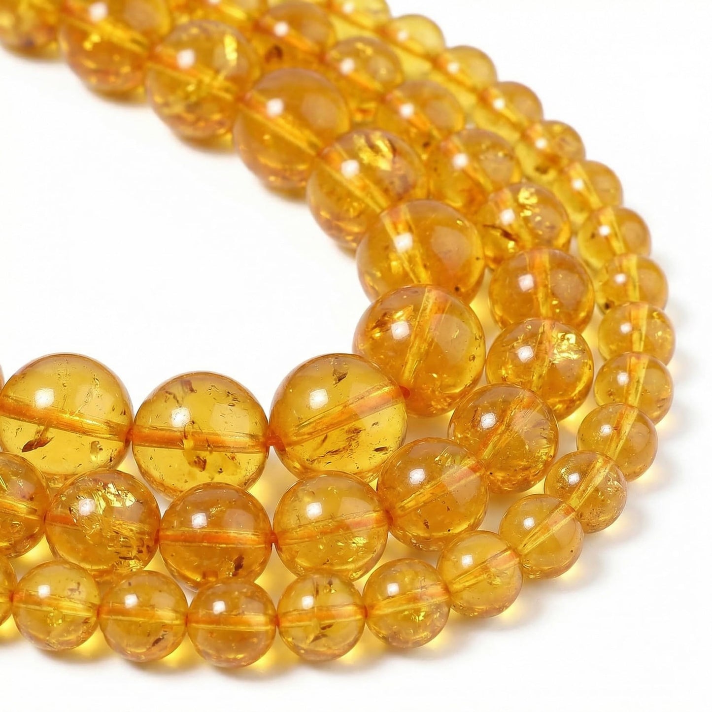 Yochus 45pcs Yellow Citrine Beads，8mm Healing Power Natural Stone Round Loose Beads for Jewelry Making Earring Necklace DIY Crafts