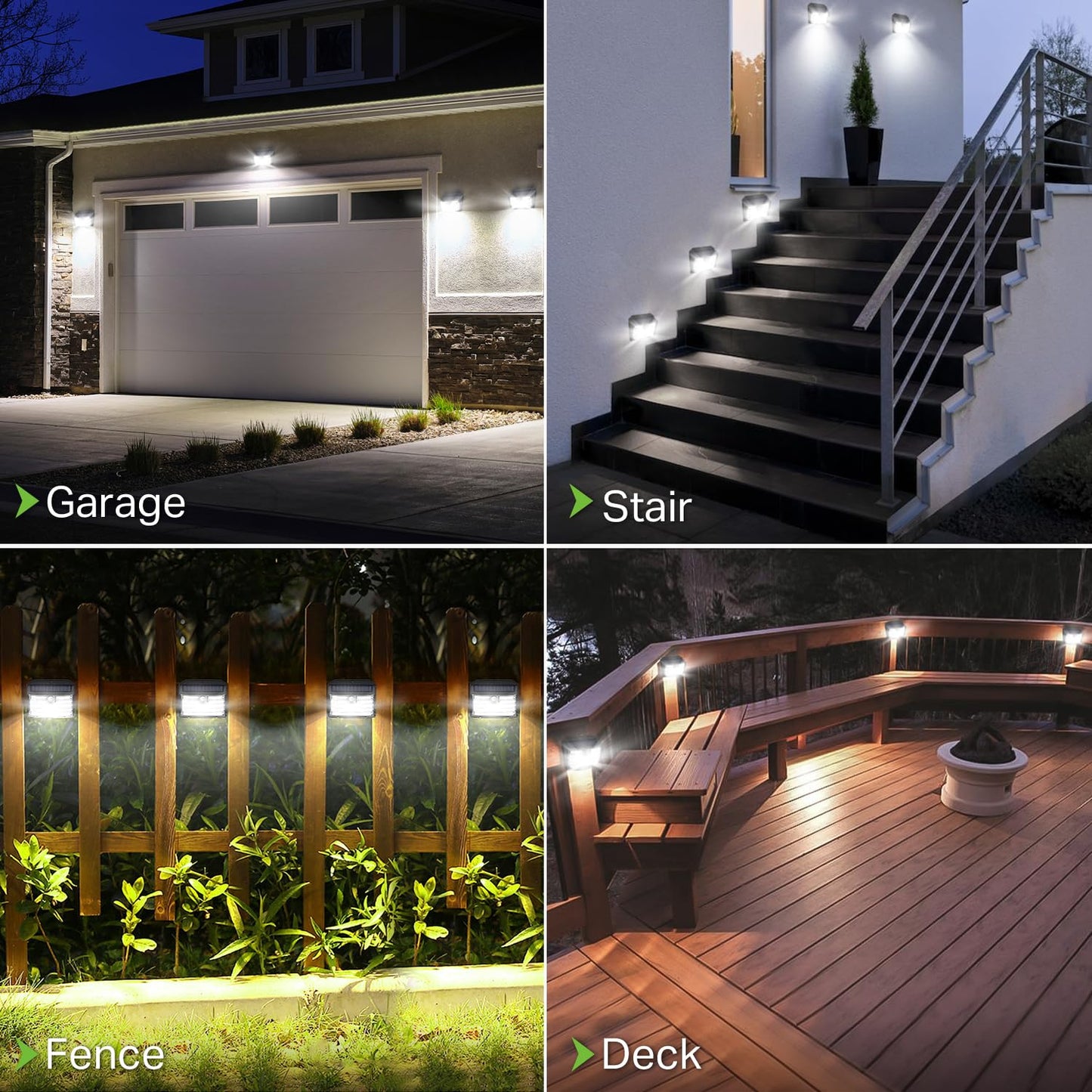 Solar Motion Lights Outdoor, Ultra Bright Solar Fence Lights with Motion Sensor, IP65 Waterproof Security Light 3 Modes, 270° Lighting Angle, Wall Lights for Deck Patio Fence Garage Door (6 Packs)