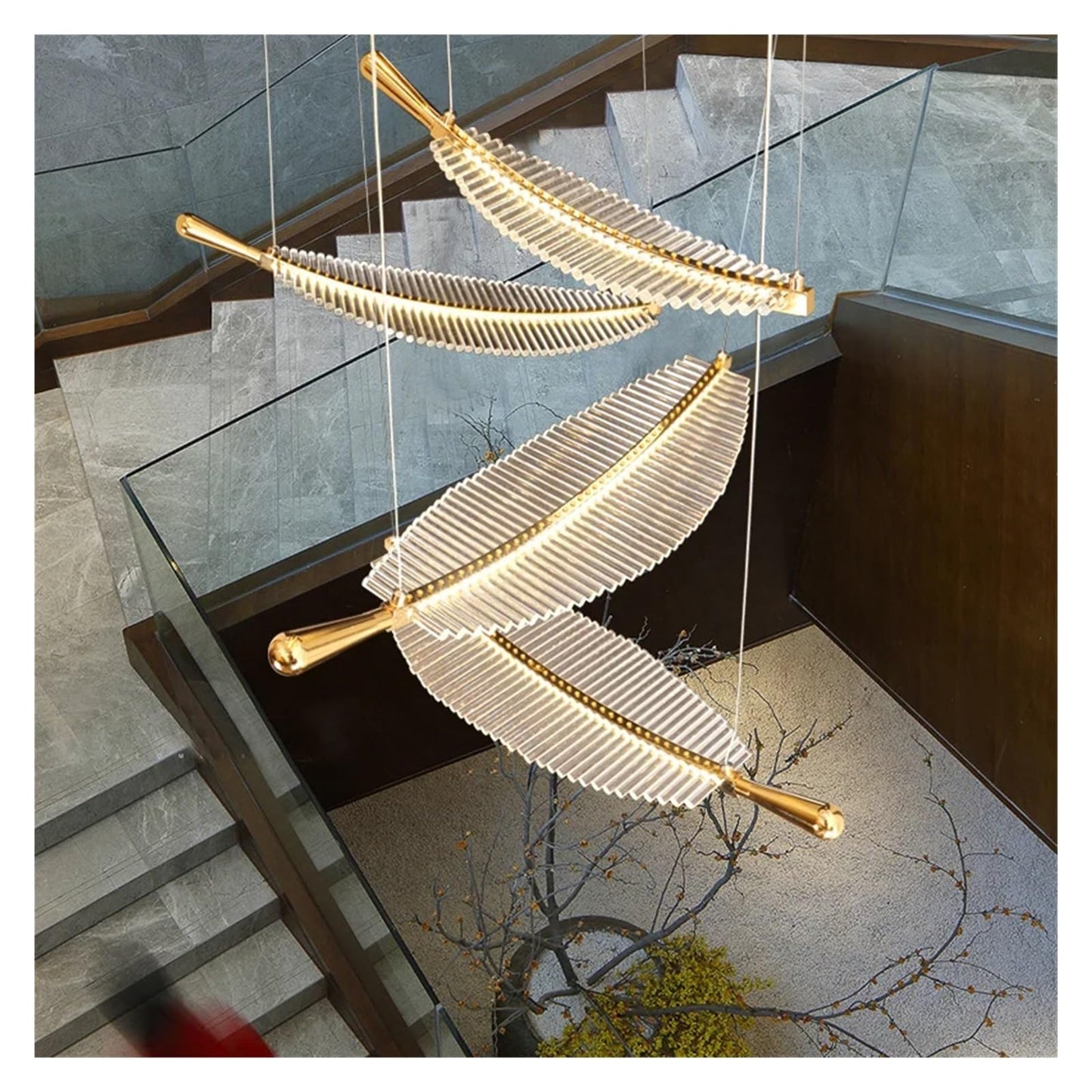 SXYH Rotating Staircase Chandelier attic Duplex Living Room Villa Hanging Long Chandelier Decoration,LED Chandelier Ceiling, 10 heads