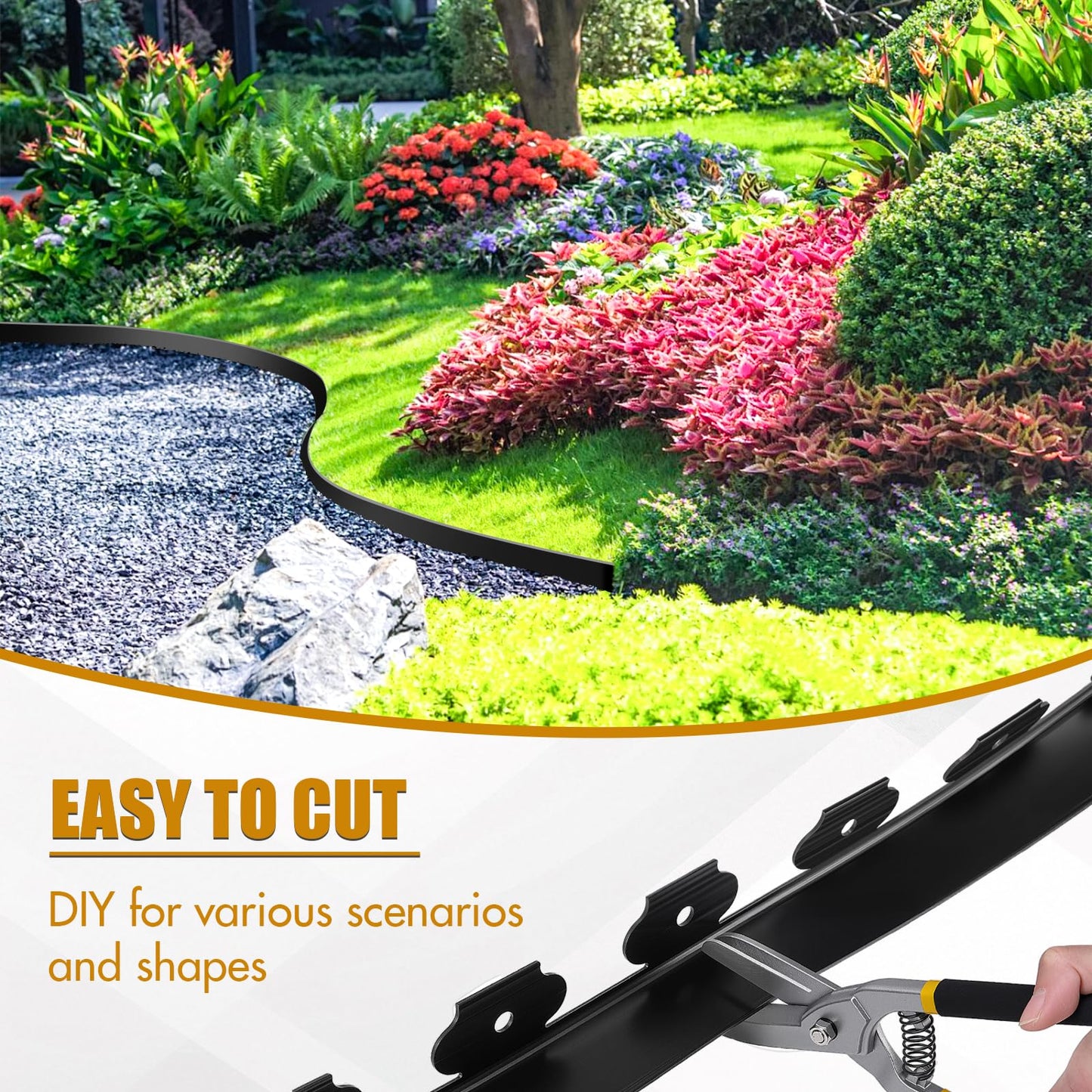 Landscape Edging 2 Inch 100FT, Garden Edging for Landscaping with 150 Pcs Anchoring Spikes & 5 Connectors, Flexible Garden Border Edging for Landscaping, Yard Lawn, Flower Beds