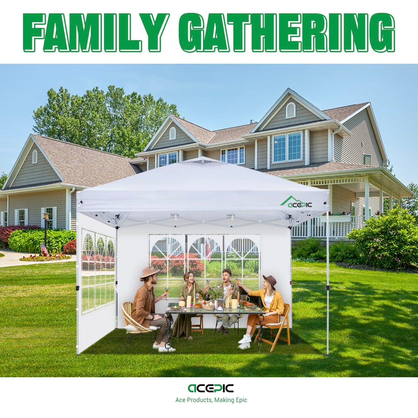 Acepic 3Pcs Instant Canopy Tent Sidewalls for 10x10 Pop-Up Canopy, Garden Gazebo, 210D Oxford Fabric Waterproof, Black (Tent NOT Included)