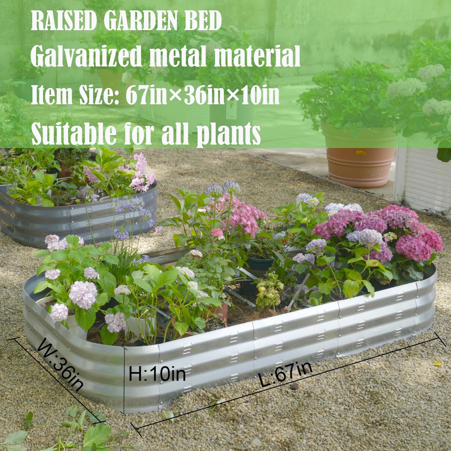 Colorfulbeetle Galvanized Raised Garden Bed Kit, Large Metal Raised Garden Beds for Vegetables, Galvanized Planter Raised Garden Boxes Outdoor (Silver)