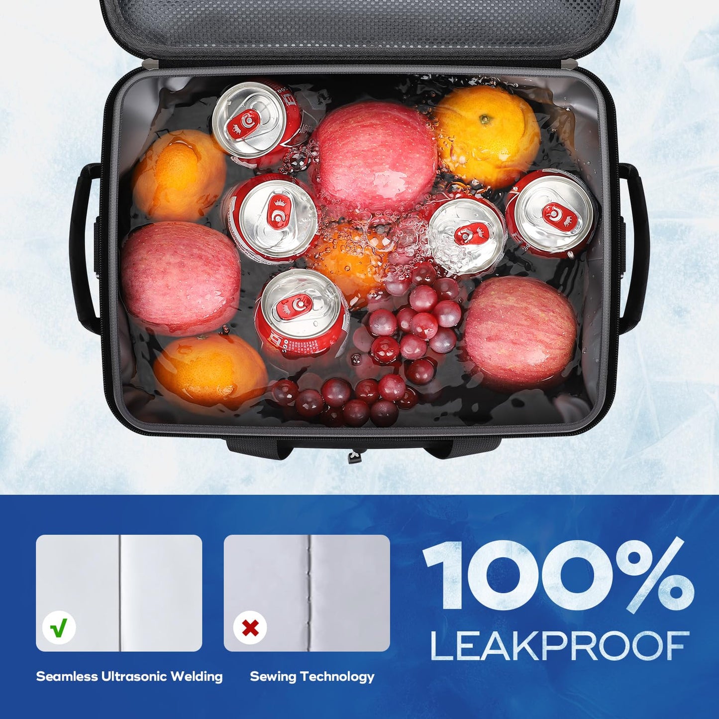 Maelstrom Soft Sided Cooler Bag, 30/40 Can Collapsible Insulated Ice Chest, Large Leakproof Portable Storage for Camping, Travel, Kayaking & Beach (1.Black, 30 Can)
