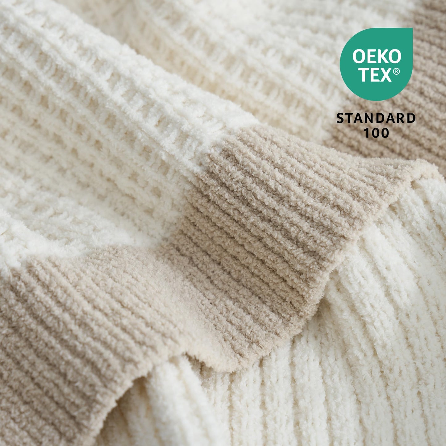 Amélie Home Chenille Throw Blanket, Soft Cozy Waffle Throw for Couch & Sofa, Warm Yet Lightweight, Breathable All-Season Throws for Women Men, Housewarming, Birthdays, 50"x60", Ivory