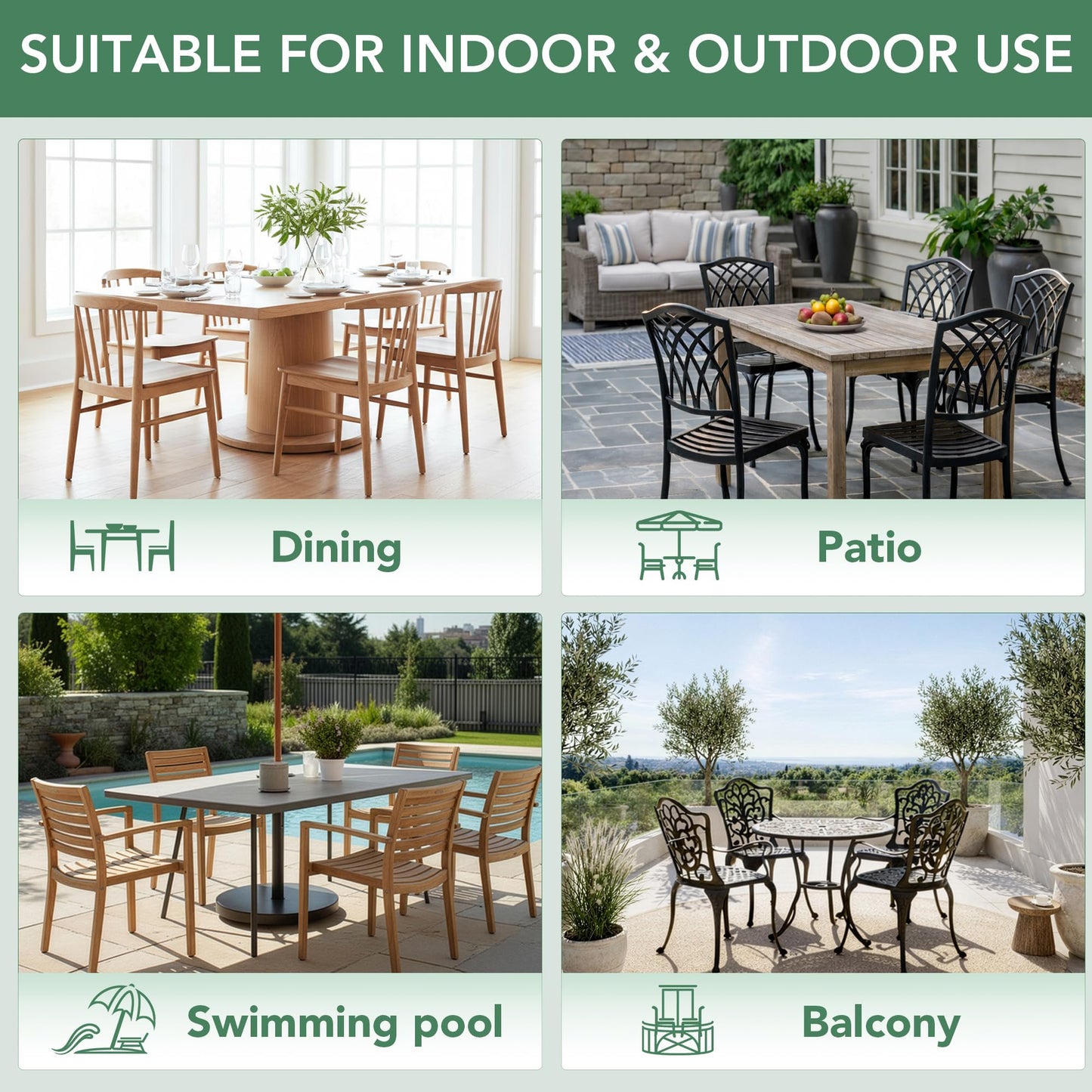 Outdoor Chair Cushions Set of 4: Waterproof & Fade Resistant Patio Furniture Cushions - 17 x 16 x 2 Inch Non Slip Round Corner Seat Cushion Pads with Removable Cover for Garden Yard Lawn, Navy Blue
