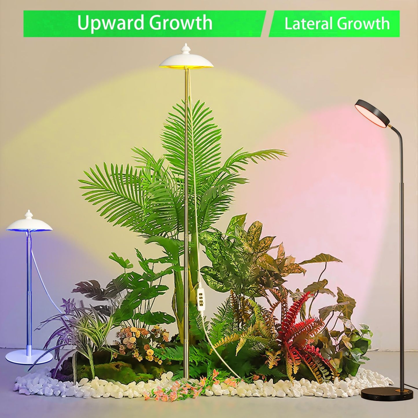 Qtittu LED Floor Grow Lights for Indoor Plants, Corner Stand Full Spectrum Plant Growing Lamp, 10 Dimmable Levels Auto 3/6/9/12H Timer Grow Light, Height Adjustable for Large Tall Plants (Have Base)