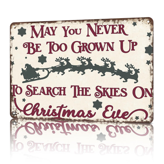 Vintage Christmas Tin Sign 8X12inch-Old Fashioned Holiday Decor for Wall Door Gift for Xmas