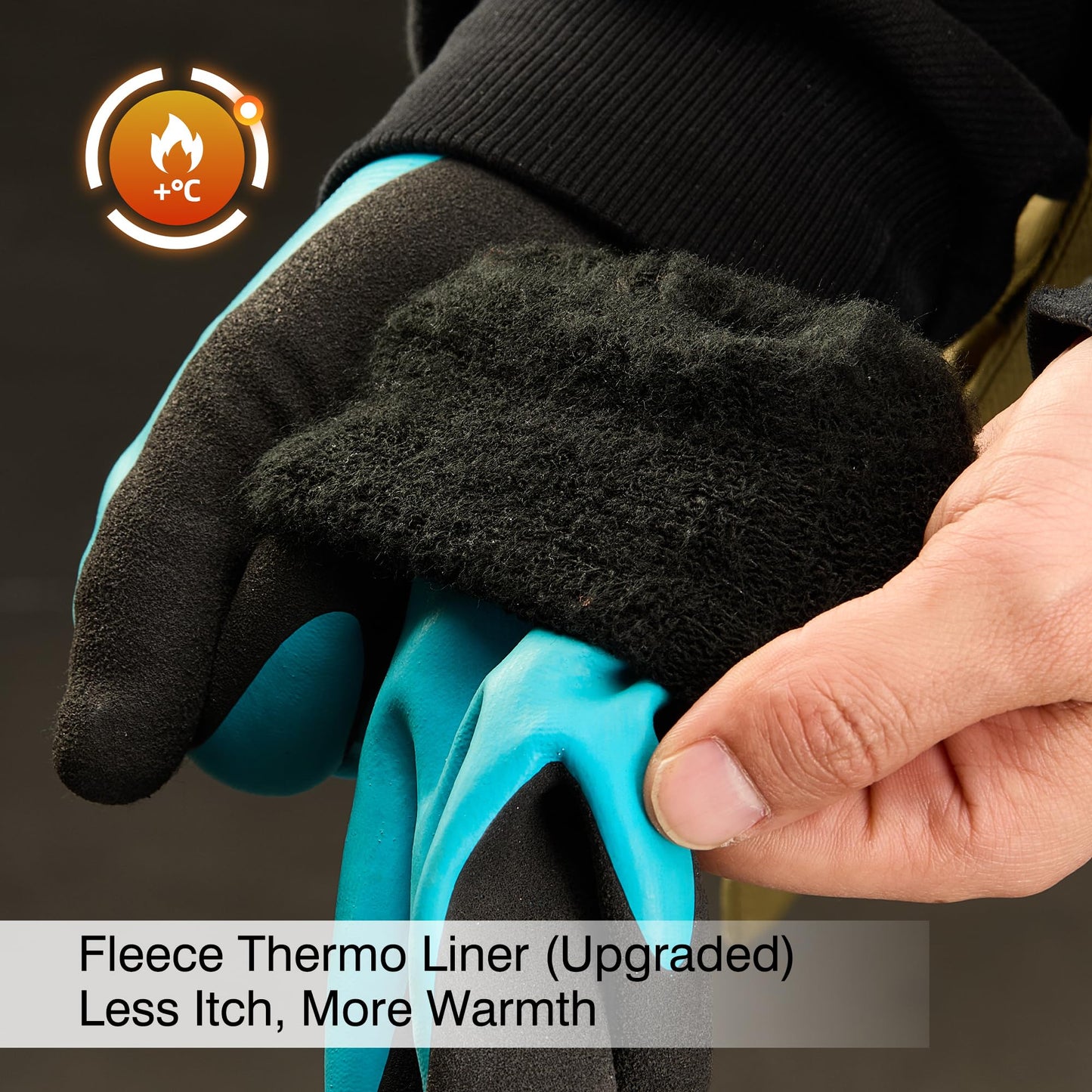 COOLJOB Waterproof Winter Freezer Gloves for Working Gardening Fishing Construction Worker, Double Coated Rubber for Warehouse Cold Refrigeration House, 1 Pair Large Blue