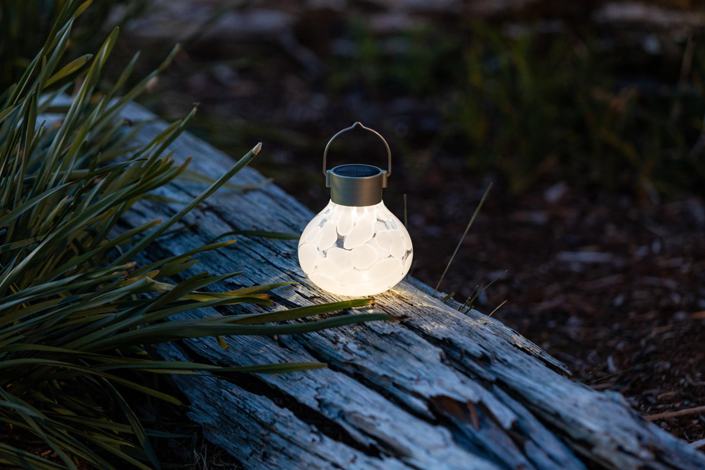 Allsop Handblown 5" Outdoor Solar LED Tea Lantern - White