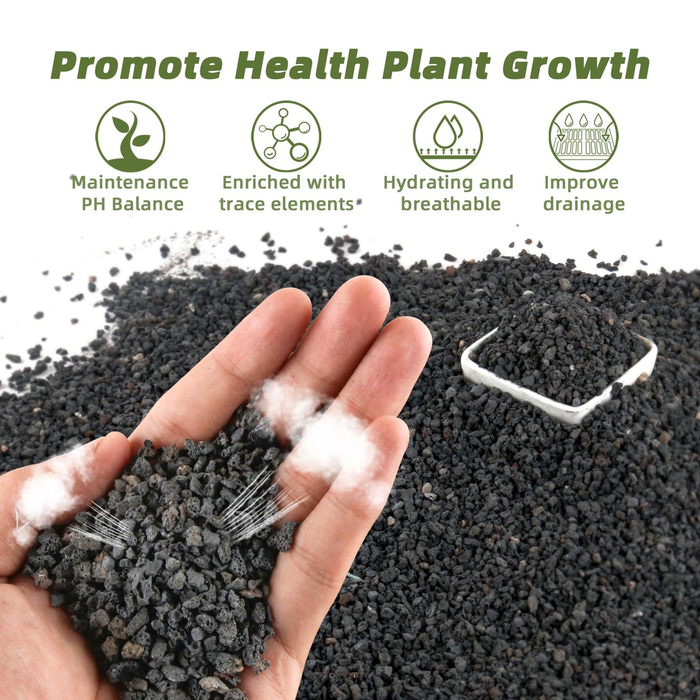 18LB Black Lava Rocks for Plants, Volcanic Rock Horticultural Lava Rock Soil for Landscaping Plants Drainage, Small Lava Rock Gravel for Succulents, Bonsai, Vase Fillers, Top Dressing