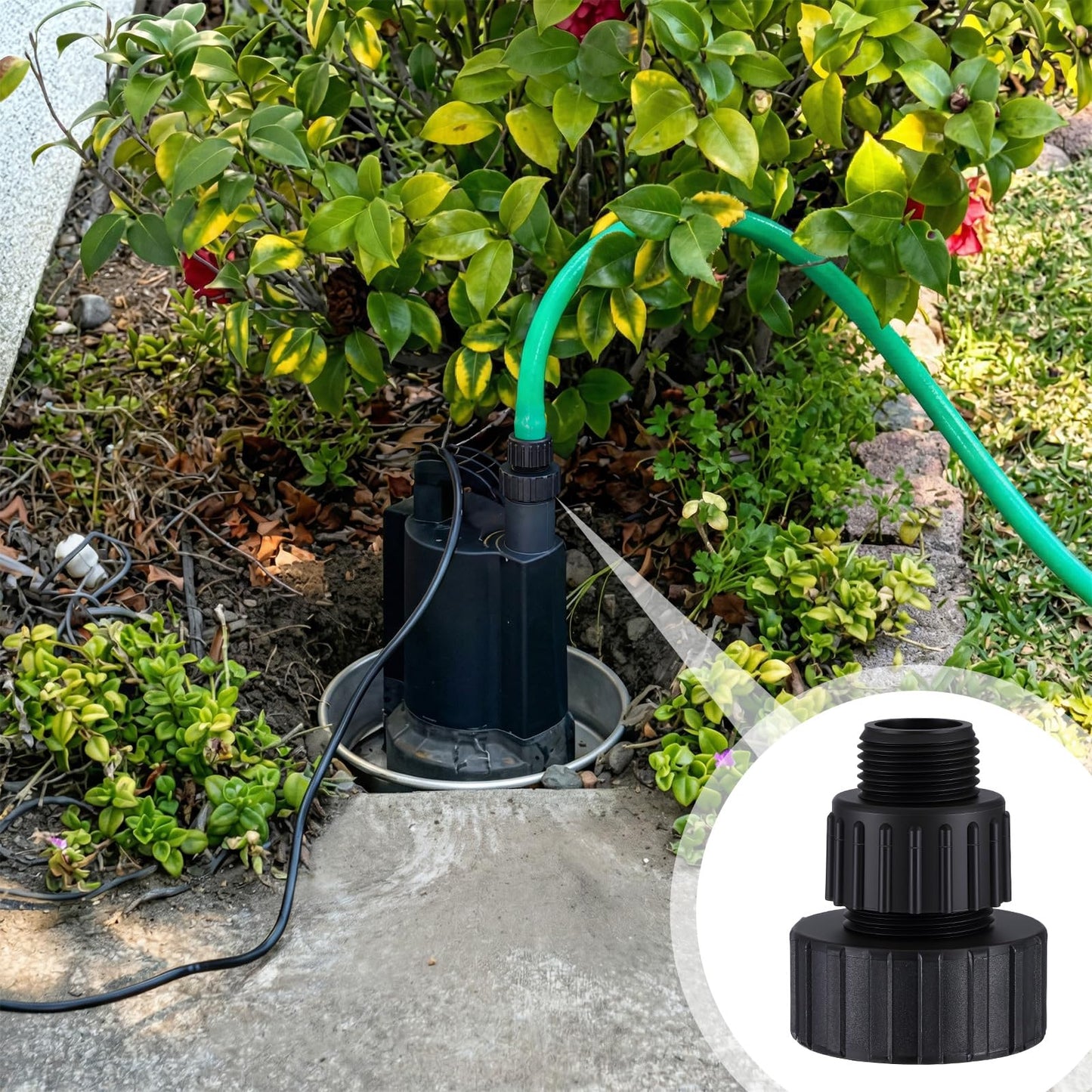 Pangda 2 Set Submersible Water Pump Garden Hose Adapter Plastic Hose Fitting Connector 1-1/2" Female to 3/4" Male for Standard Garden and Any PVC Pipe Application