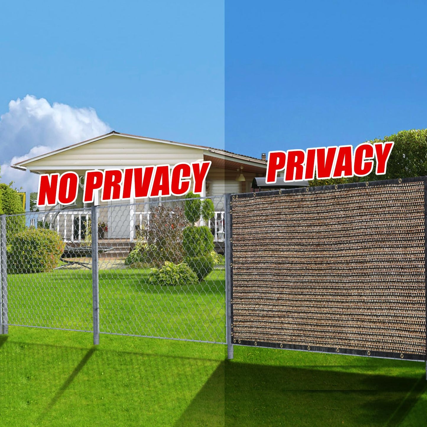 Brown 6FT X 50FT Outdoor Privacy Screen Fence & Mesh Shade Net Cover, Ideal for Garden and Backyard - Enhances Privacy for Fencing & Chain Link, Perfect for Patio Privacy Wall, Slats，Freestanding