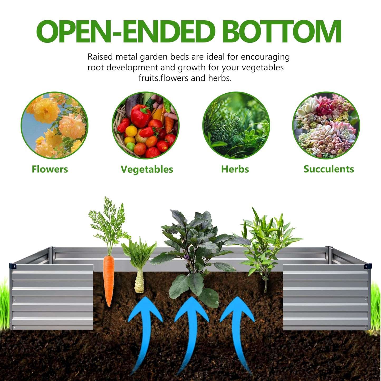 Easllre 2PCS 7x3x1ft Galvanized Raised Garden Bed,Outdoor Planter Box Metal Patio Kit Planting Bed for Vegetables Flowers Herb,Silver