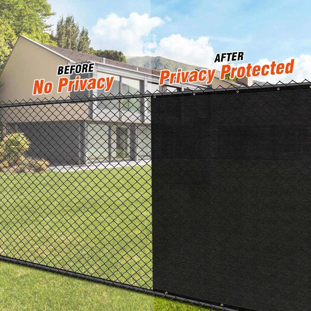 iCover 4x50ft Privacy Screen Fence, Outdoor Fencing Panels, Garden Windscreen Mesh Shade Sail Net Barrier, Include Reinforced Bindings and Brass Grommets Cable Zip Ties, Black