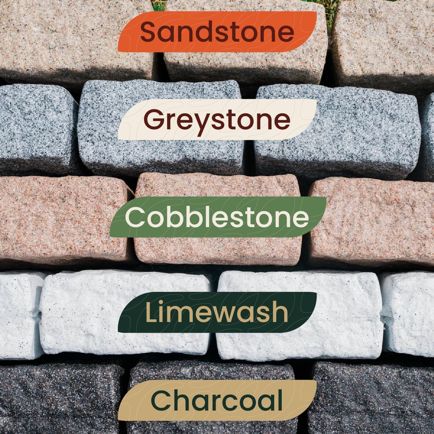 Beuta Landscape Edging | Garden Edging Border | Faux Stone Blocks for Lawn Edging, Flower Beds & Yard Edging – 4 Pack | Each Section Has 6 Blocks 48" L x 4" W x 6.5" H | 8 Spikes | Cobblestone