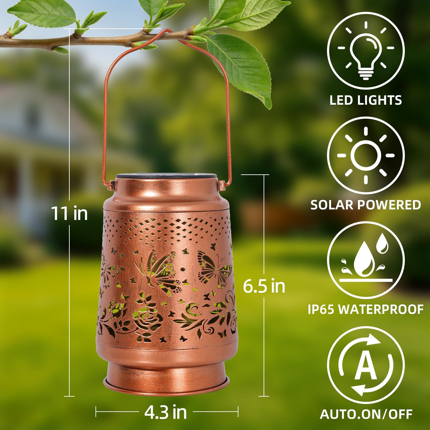 FancyPlus Solar Lanterns Outdoor Waterproof, Butterfly Birthday Gifts for Women Mom Grandma, Garden Hanging Solar Lantern Lights for Patio