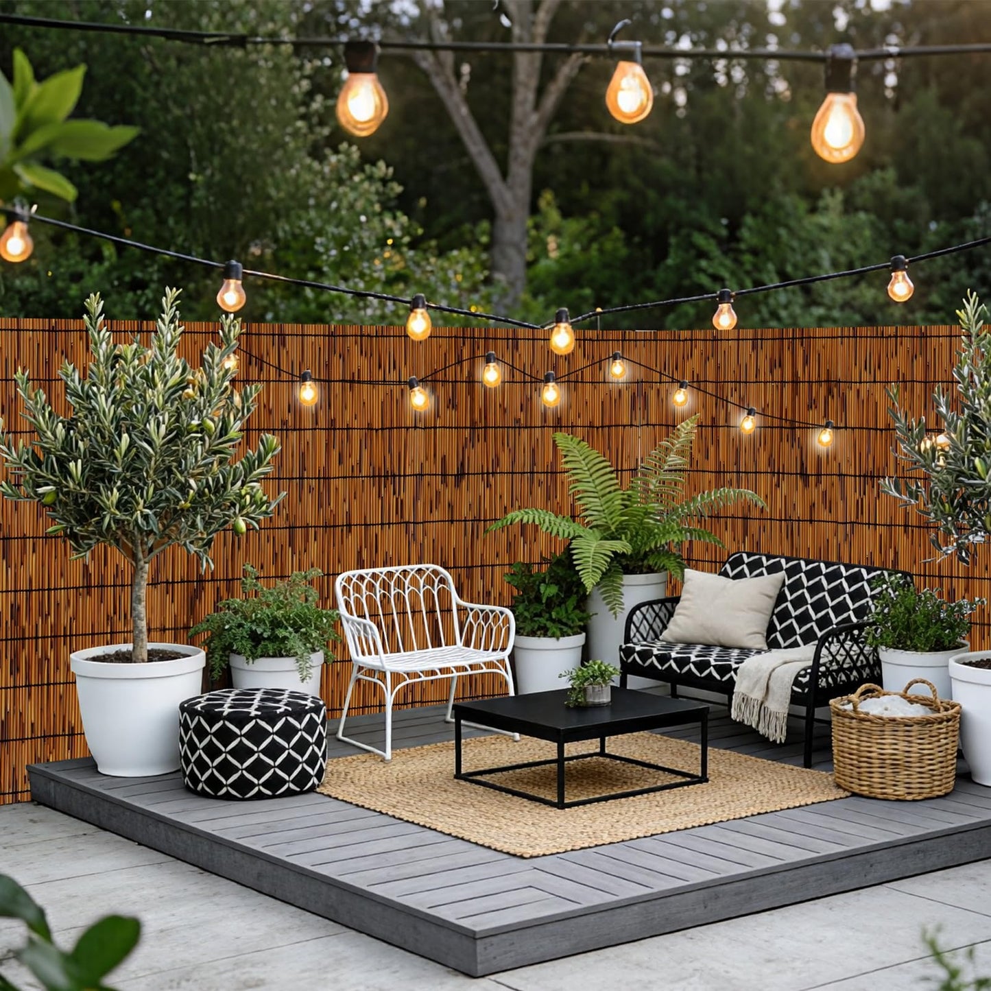 GALTEED Bamboo Reed Fence Roll,Decorative Reed Fencing 4ft High Roll Reed Screen,Balcony Reed Fence Bamboo Screen Fencing for Outdoor Backyard Patio (4X19.6FT)