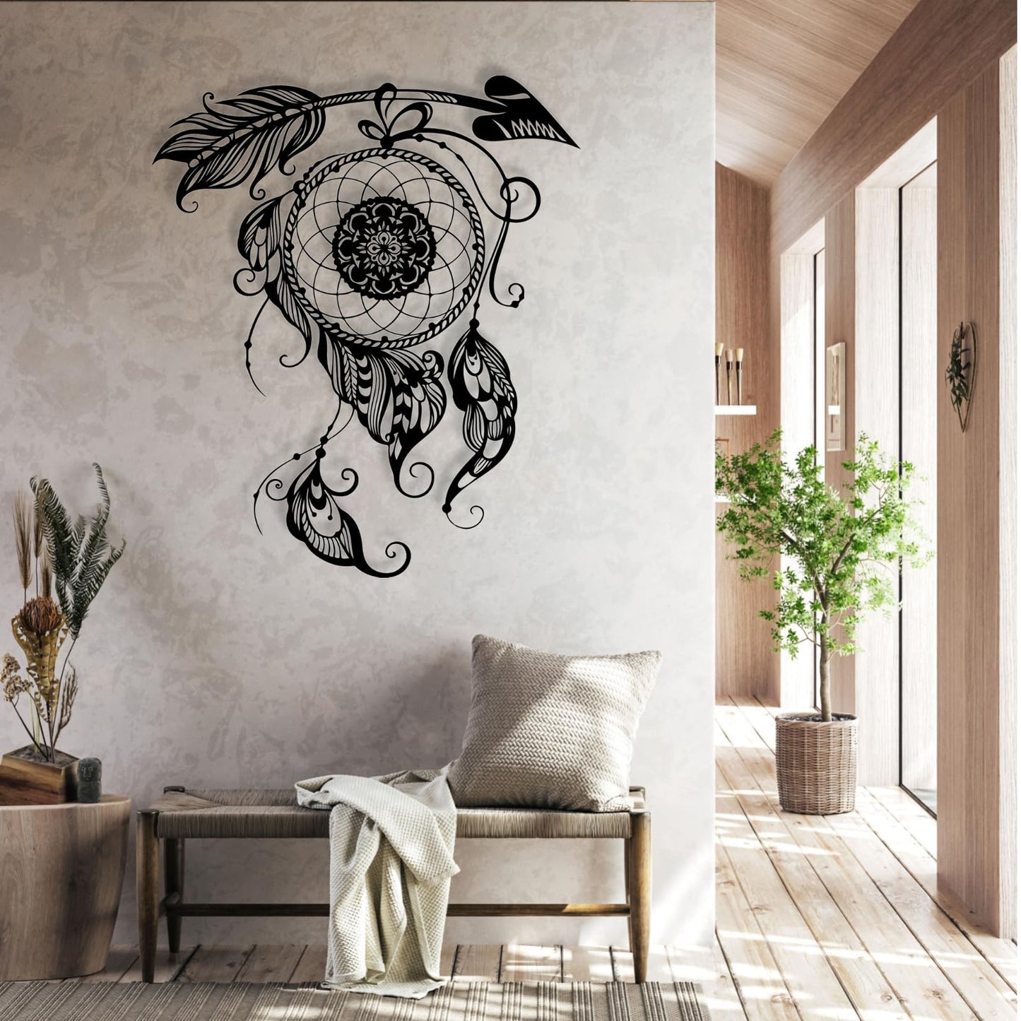Metal Wall Art Dream Catcher Decor, Dream Catcher Wall Decor Large, Boho Wall Decor, Boho Dream Catcher, Dream Catcher Design, Metal Wall Decor, Interior Decor (White, 18.5"x22"/47x55cm)