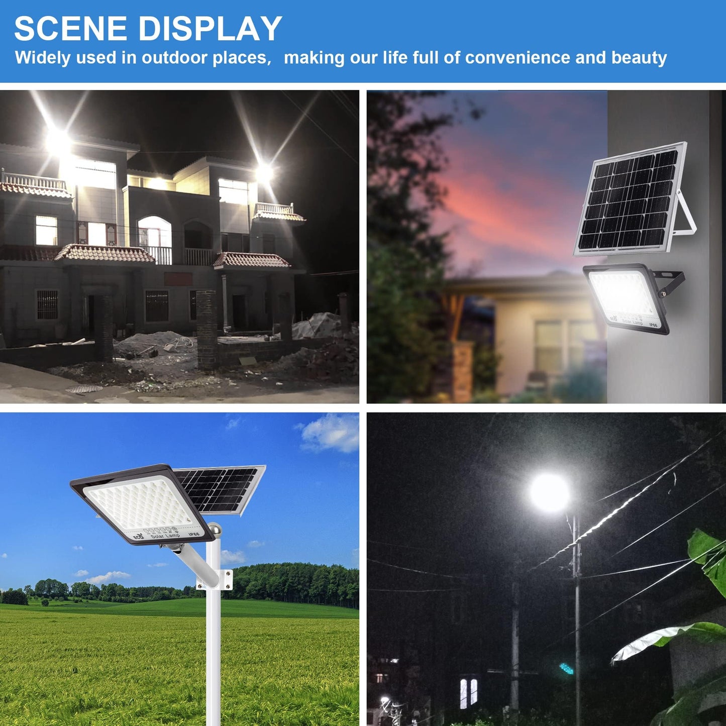 Stanlips 300W LED Solar Flood Lights, 25000MAH Street Flood Light Outdoor IP66 Waterproof with Remote Control Security Lighting for Parking Lot, Yard, Garden, Swimming Pool, Pathway (Modern, 300W)