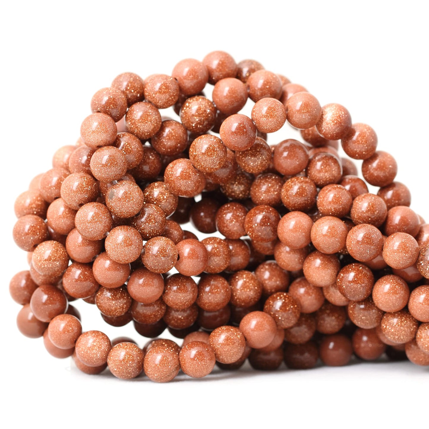 CHEAVIAN 45PCS 8mm Gold Sandstone Gemstone Round Loose Beads for Jewelry Making 1 Strand 15"