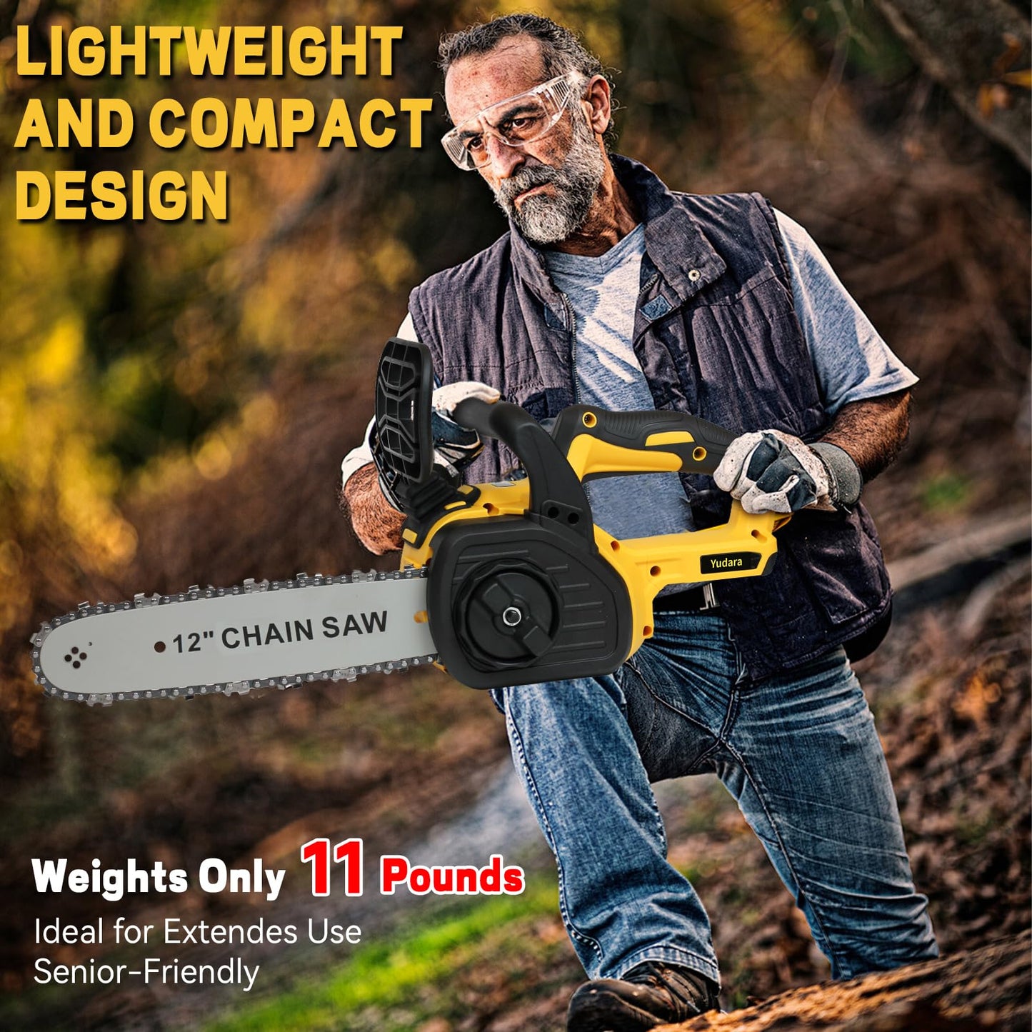 Cordless 12" Brushless Chainsaw for Dewalt 20V MAX Battery, 12 Inch Brushless Electric Chainsaw with Security Lock & Auto Lubrication for Wood Cutting Tree Trimming Courtyard Garden(Tool Only)
