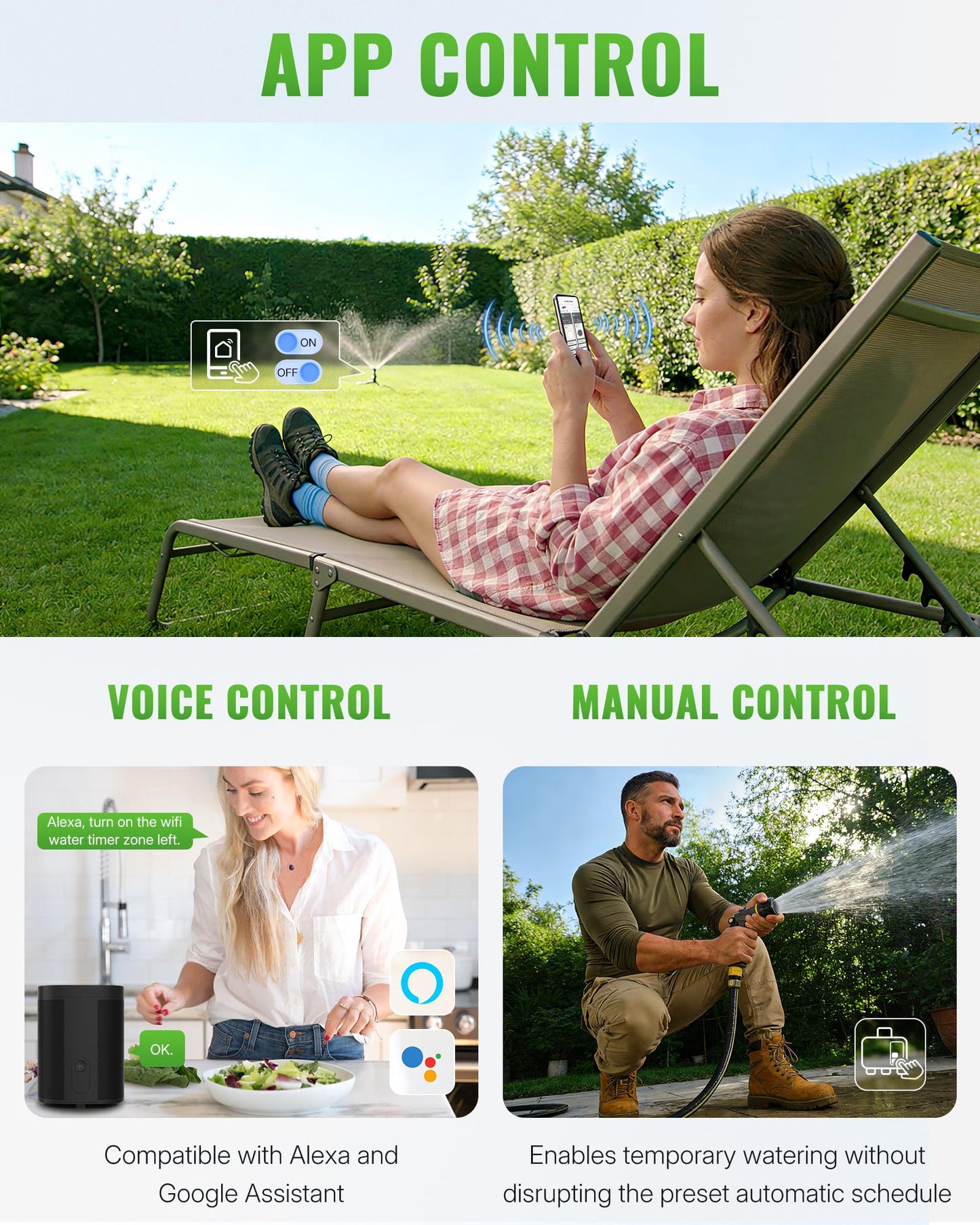 WILAWELS WiFi Water Timer for Garden Hose, Sprinkler Timer 3 Zone, 3 Outlet Smart Hose Watering with WiFi Irrigation Controller, Automatic Irrigation System/Rain Delay/Manual Watering D33WT06