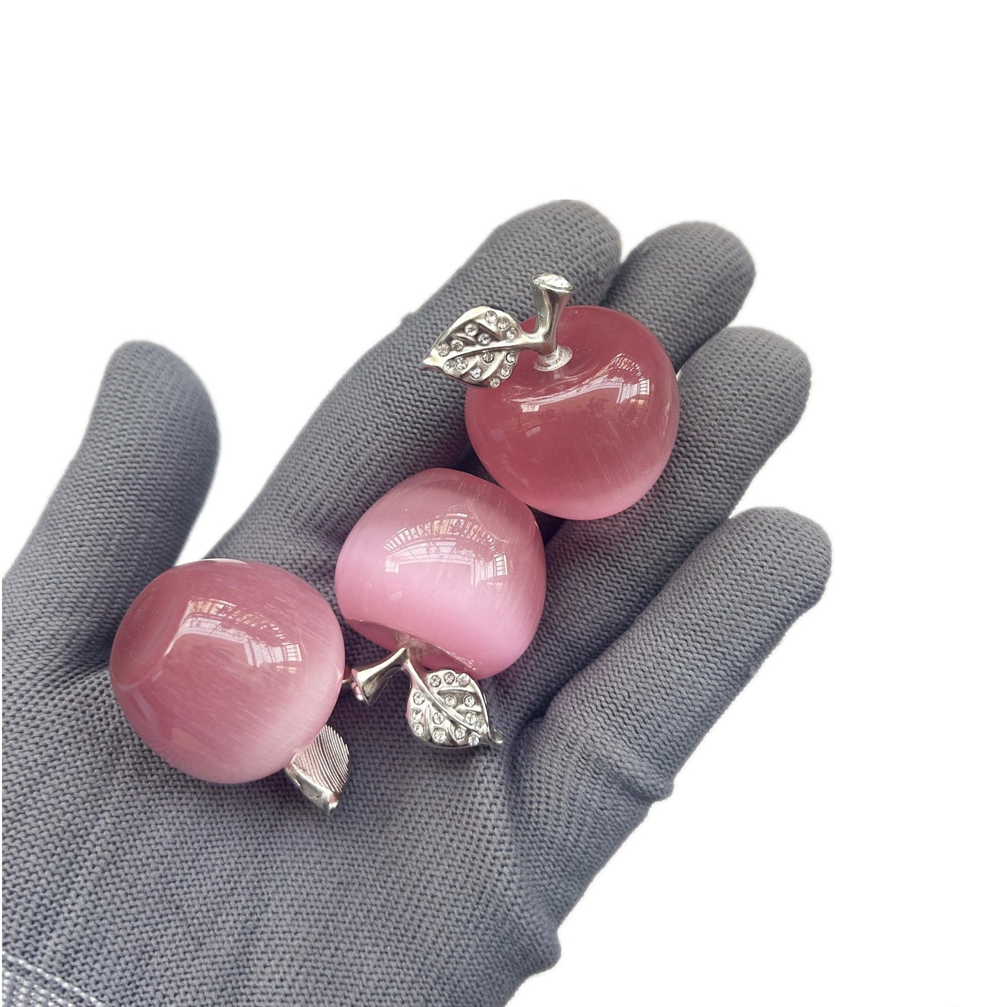 Sunshcat Pink Cat's Eye Stone 1.18 Inchs Apple Crystal and Healing Stone Statues,Room Decoration Christmas Decorations Thanksgiving Gifts Office Gifts Collectibles