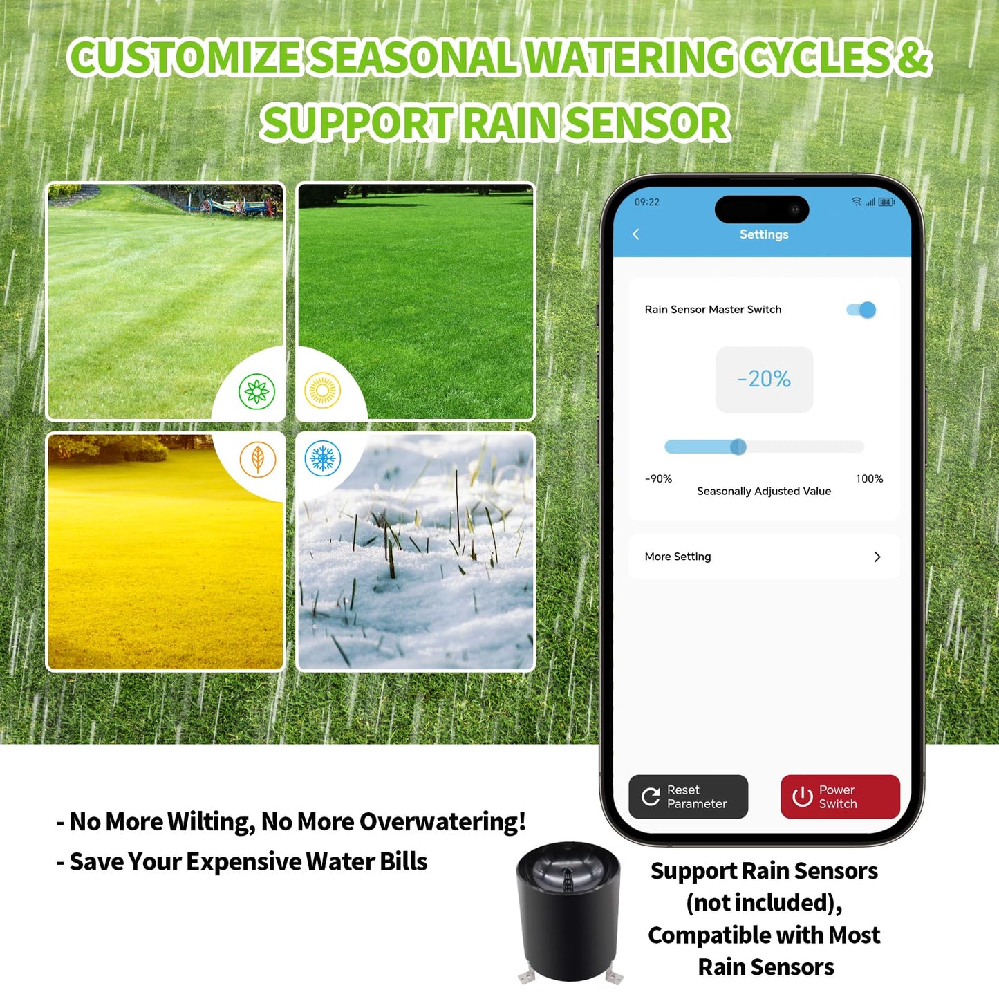 8 Zones WiFi Smart Sprinkler Controller, Briidea Automatic Irrigation Controllers with Customized Watering Schedule & Seasonal Adjustment, Water Efficiently and Keep Your Plants Healthy, MK-117