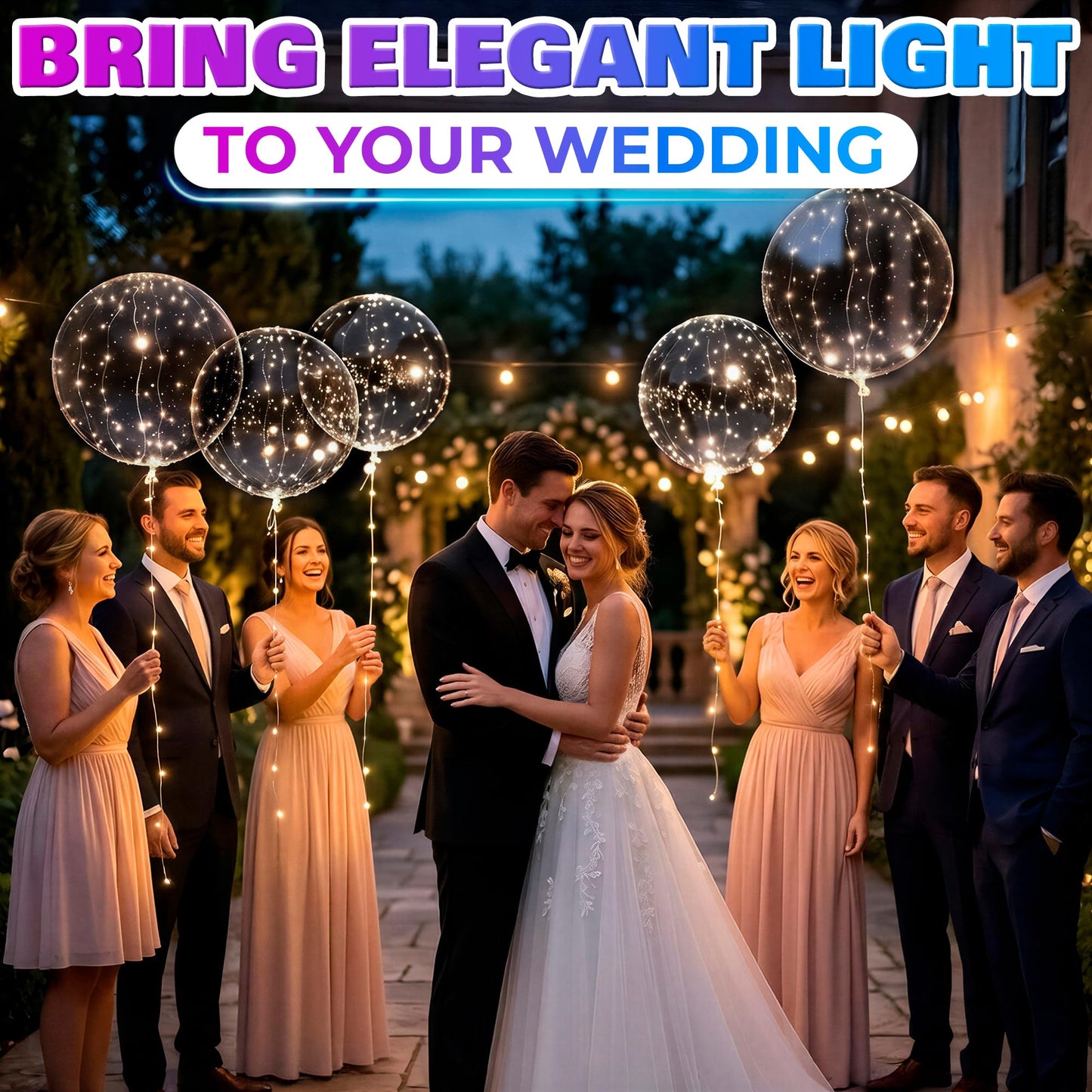LED Light Up Balloons 10 Pack – 20" Transparent Glow Balloons Light Up with LED String Lights & Switch, Easy Air or Helium Use for Special Events, Weddings, Party Decorations & Festive Nights