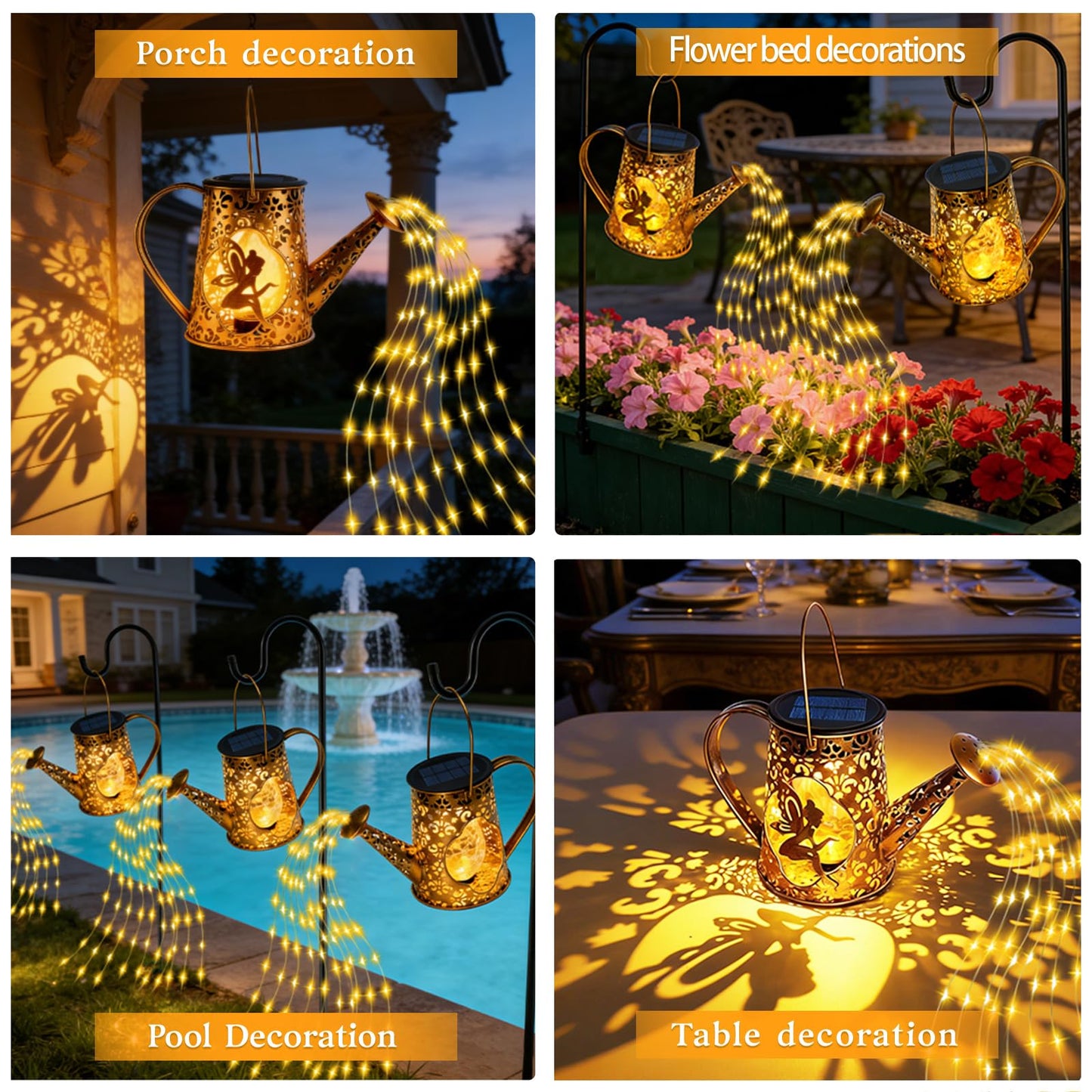 Solar Watering Can Lights, Unique Fairy Gifts for Mothers Day Women Mom Grandma Birthday, Waterproof Outdoor Garden Decor Large Hanging Solar Lantern Fairy Lights for Porch Yard Flowerbed Pathway