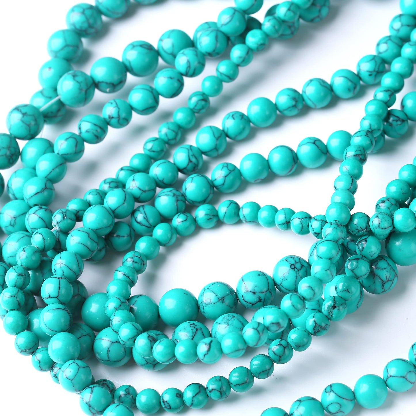 10MM Green Turquoise Round Loose Beads Natural Gem Beads Crystal Energy Stone Beads for Jewelry Making DIY Bracelet Necklace