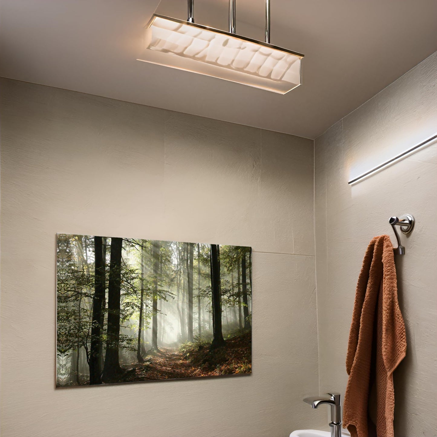 Forest Canvas Wall Art Trees Foggy Morning Spring Rustic Landscape for Bedroom Bathroom Decorations Modern Artwork Print Framed Painting Living Room Home Office Wall Décor 12x16inch